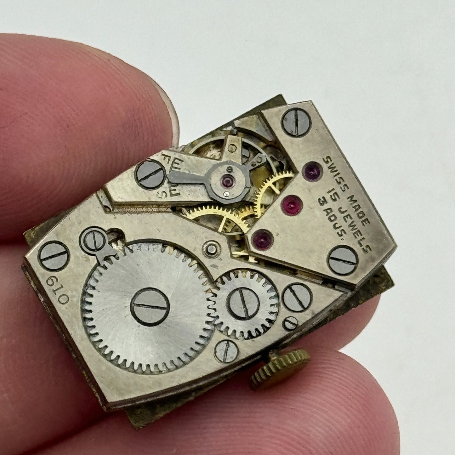 17.7mm Running Marvin Cal 610 Manual Wind Tank Watch Movement Vintage PARTS