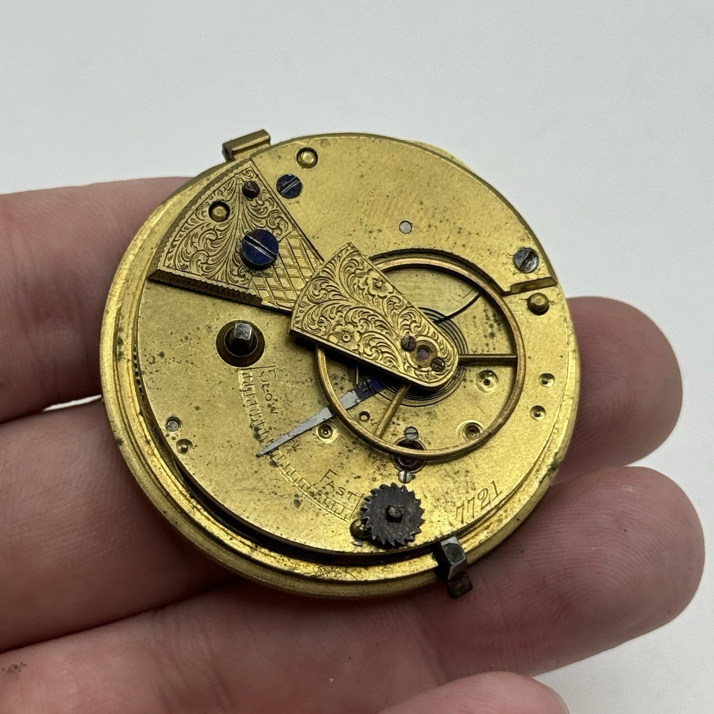 45.5mm Antique Unidentified Fusee Pocket Watch Movement - PARTS REPAIR SPARES