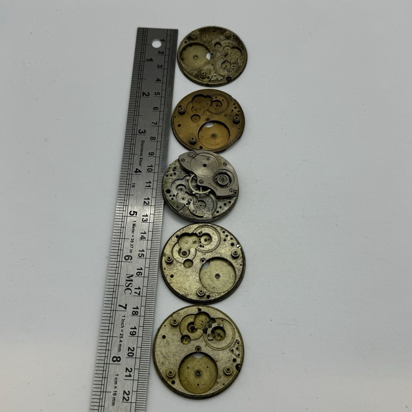 Buren Partial Pocket Watch Movement X 5 Job Lot Parts Repair Watchmakers Spares