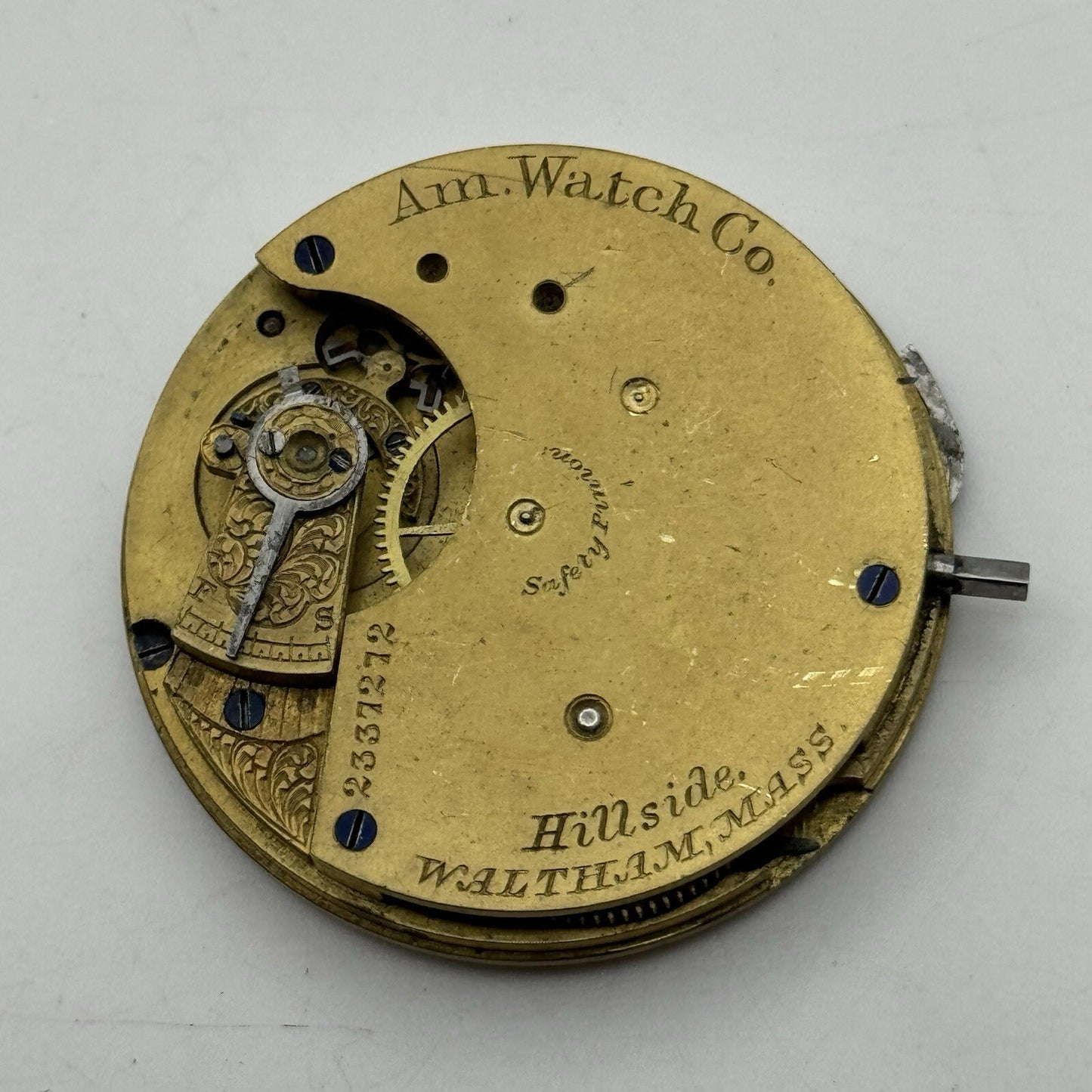 42mm Manual Wind Waltham Hillside No Balance Pocket Watch Movement FOR PARTS
