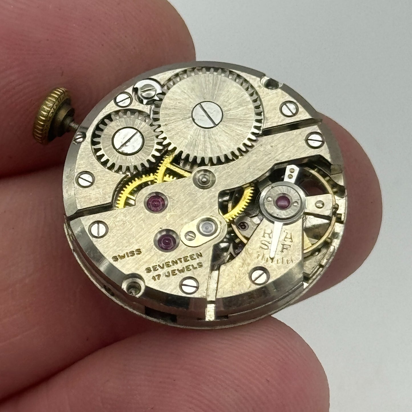 23.7mm Enicar A-R 412 Swiss Balance Ok Manual Wind Watch Movement Vintage PARTS