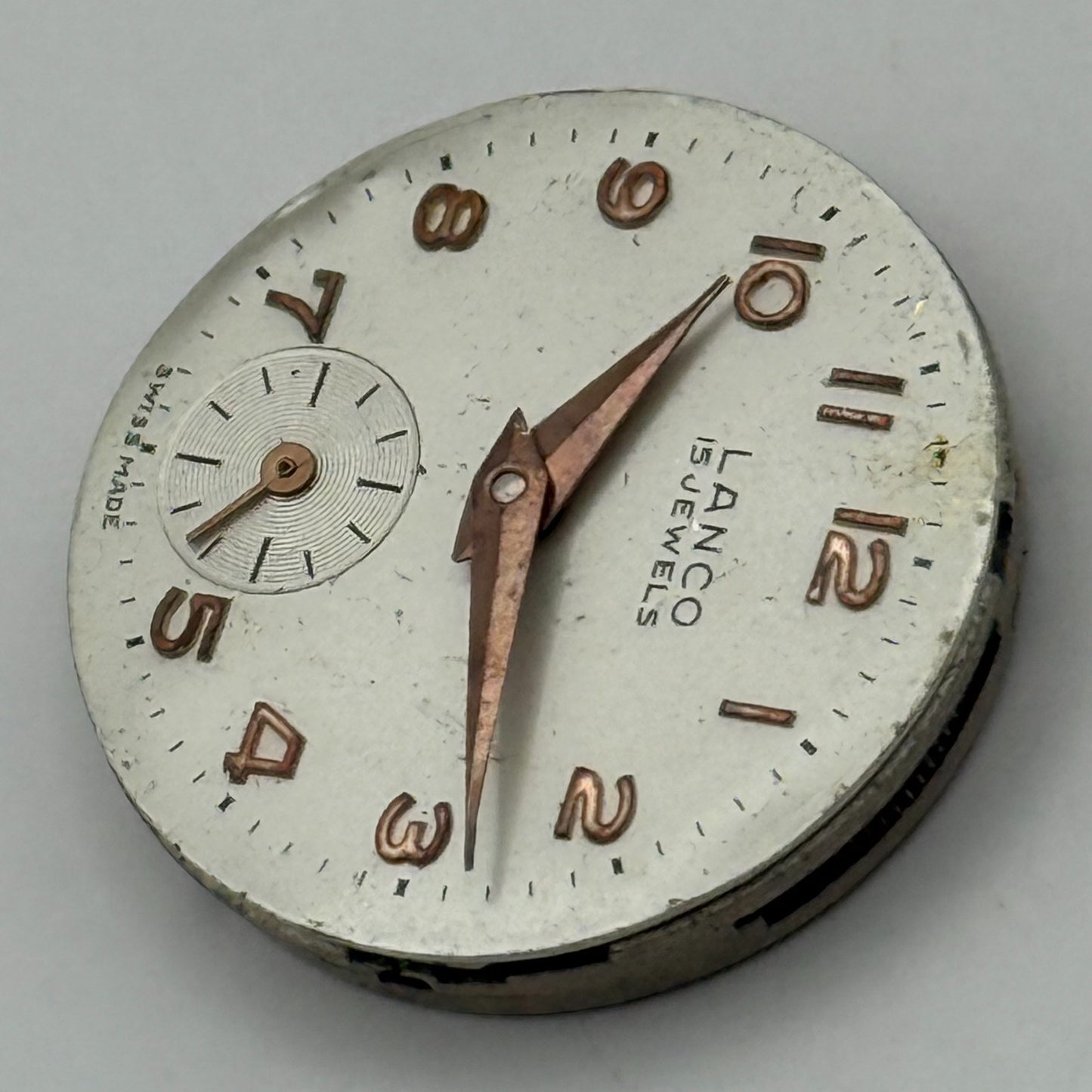 Lanco 1022 Watch Movement Manual Wind Vintage Swiss 15 Jewels Parts 23.5mm