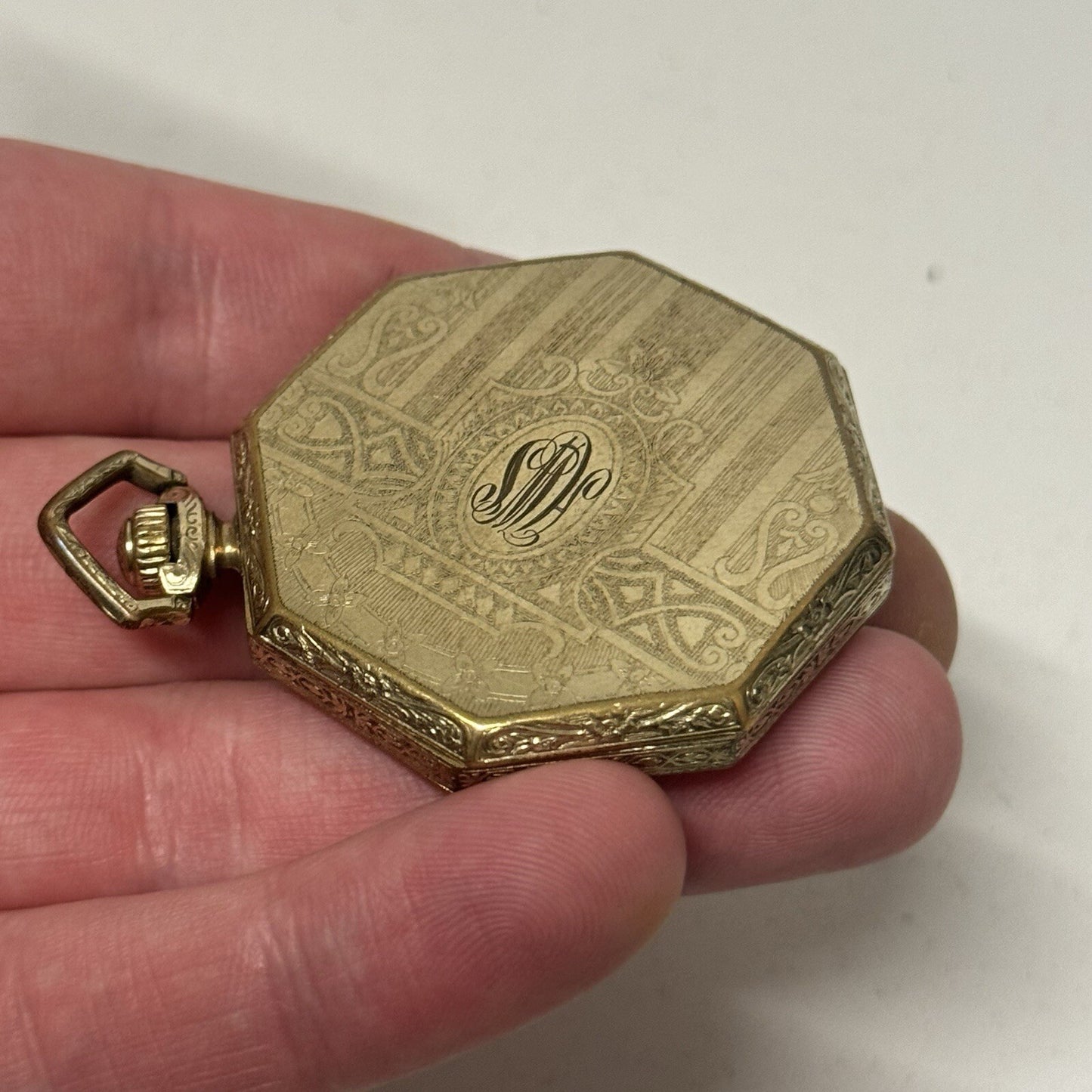 43mm WORKING Vintage Gold Filled York Octagonal Nawco Challenge Pocket Watch