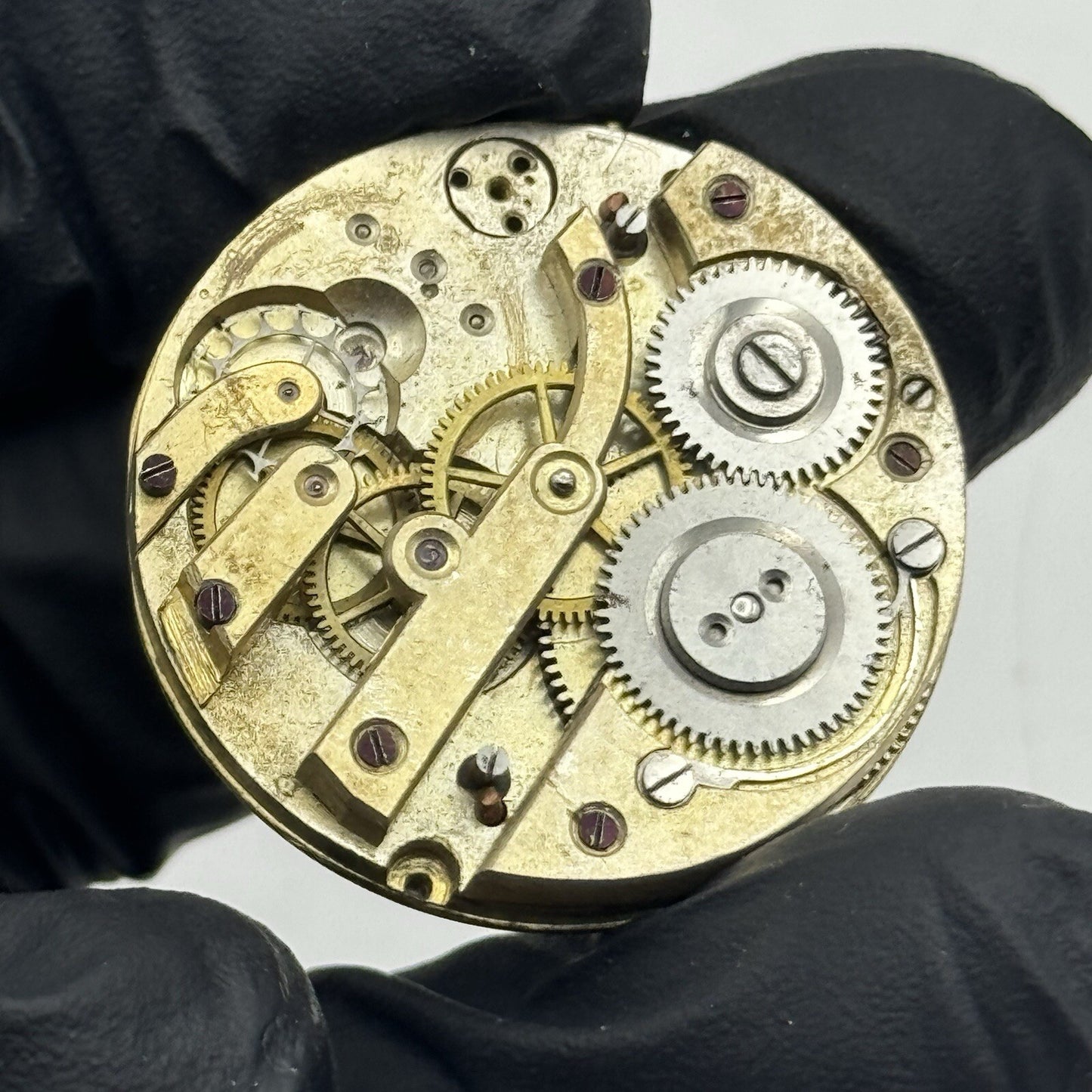 31mm Beautiful Patterned Dial Cylinder Pocket Watch Movement FOR PARTS