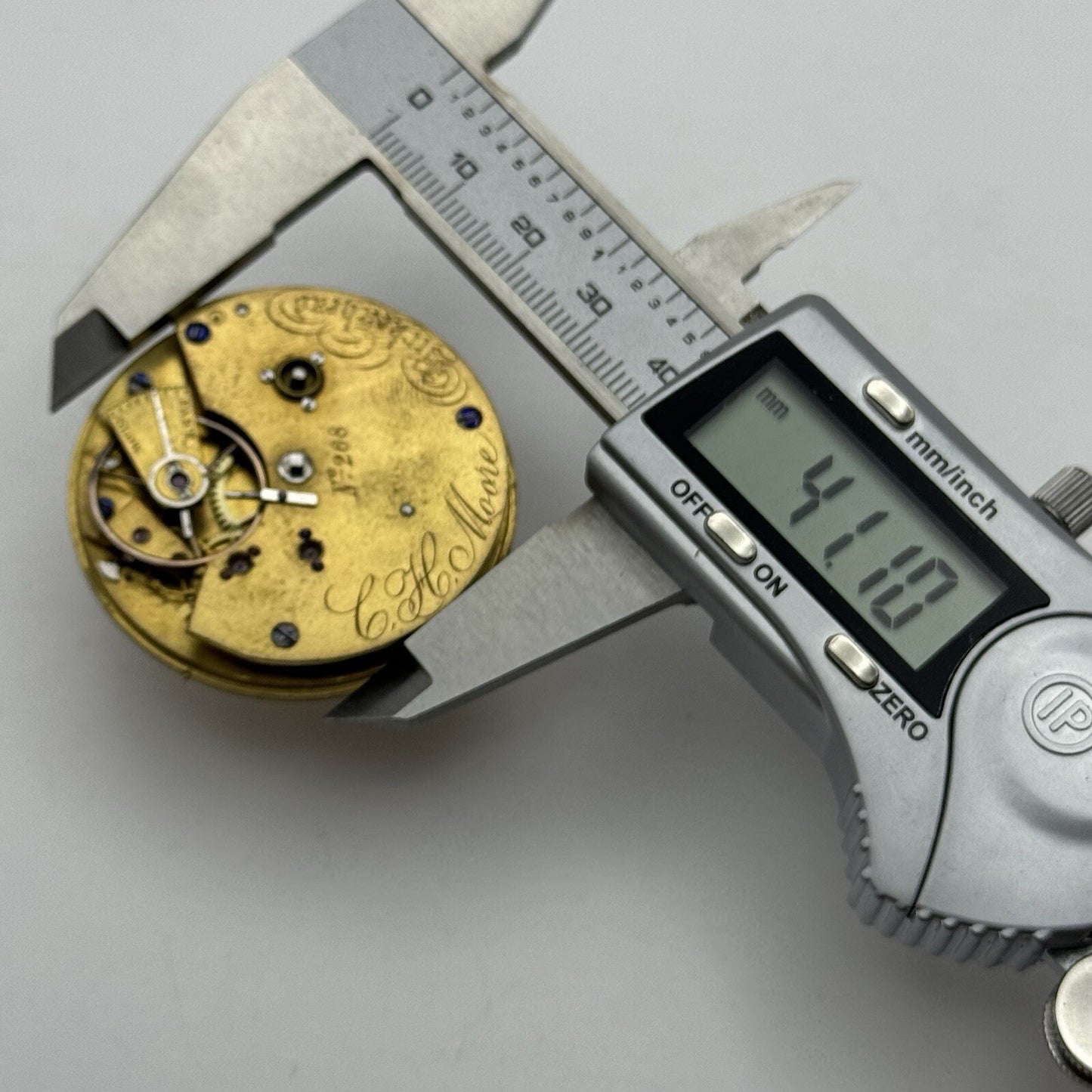 43.7mm C H Moore Birkenhead No 268 H.F Pocket Watch Movement FOR PARTS