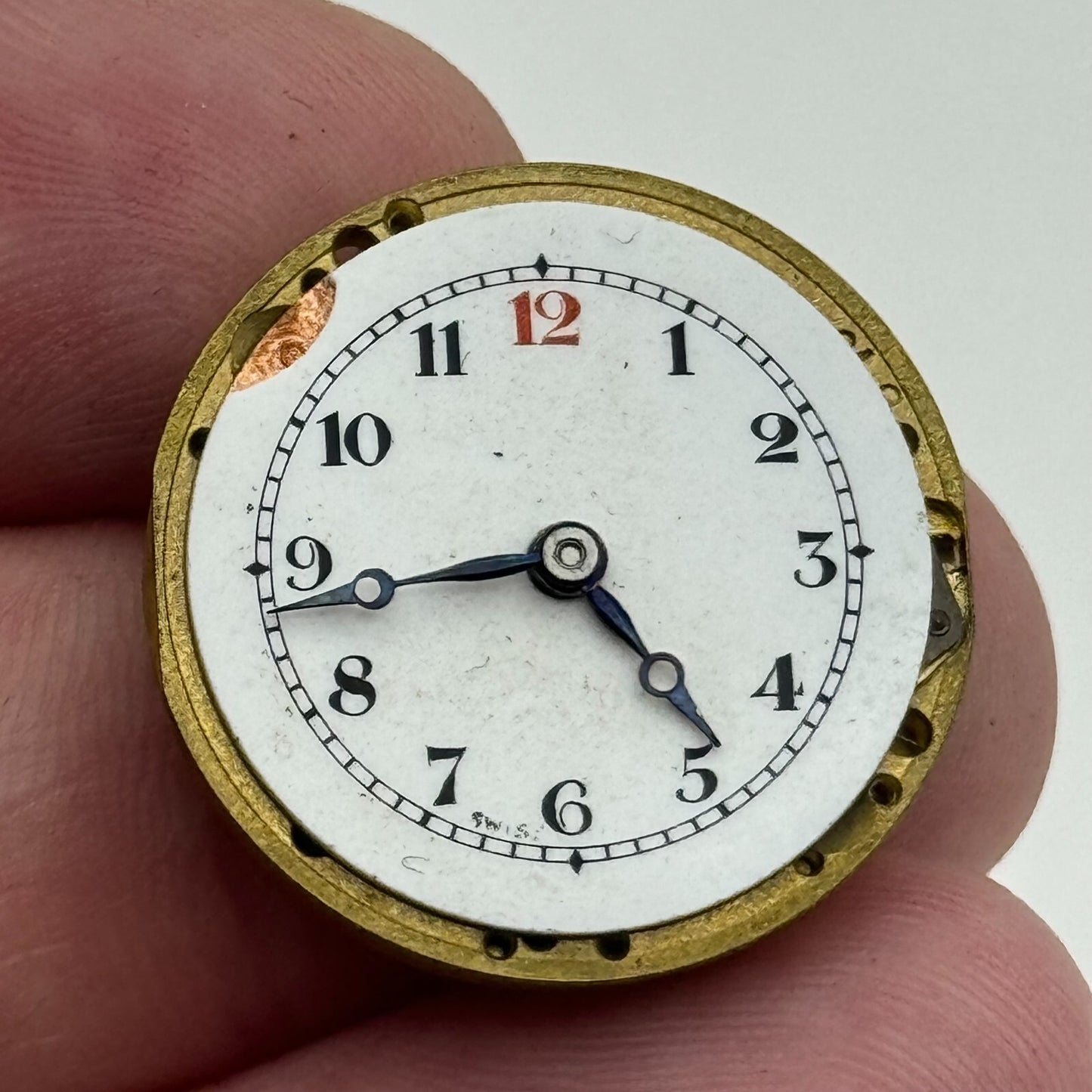 23.6mm Stauffer SS & Co Trench Watch Movement Balance Ok Manual Wind Swiss PARTS