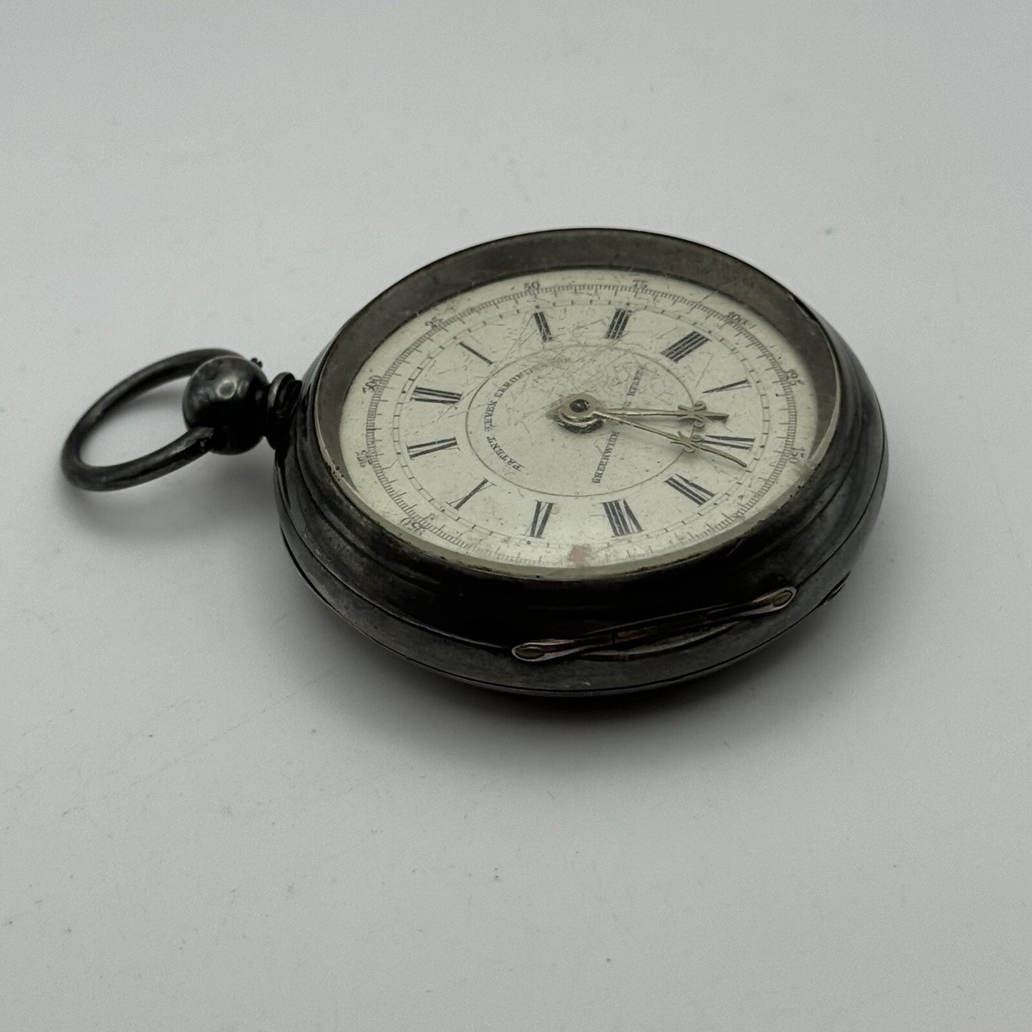 60mm Sterling Silver Patent Lever Chronograph Greenwich Time Keeper TO RESTORE