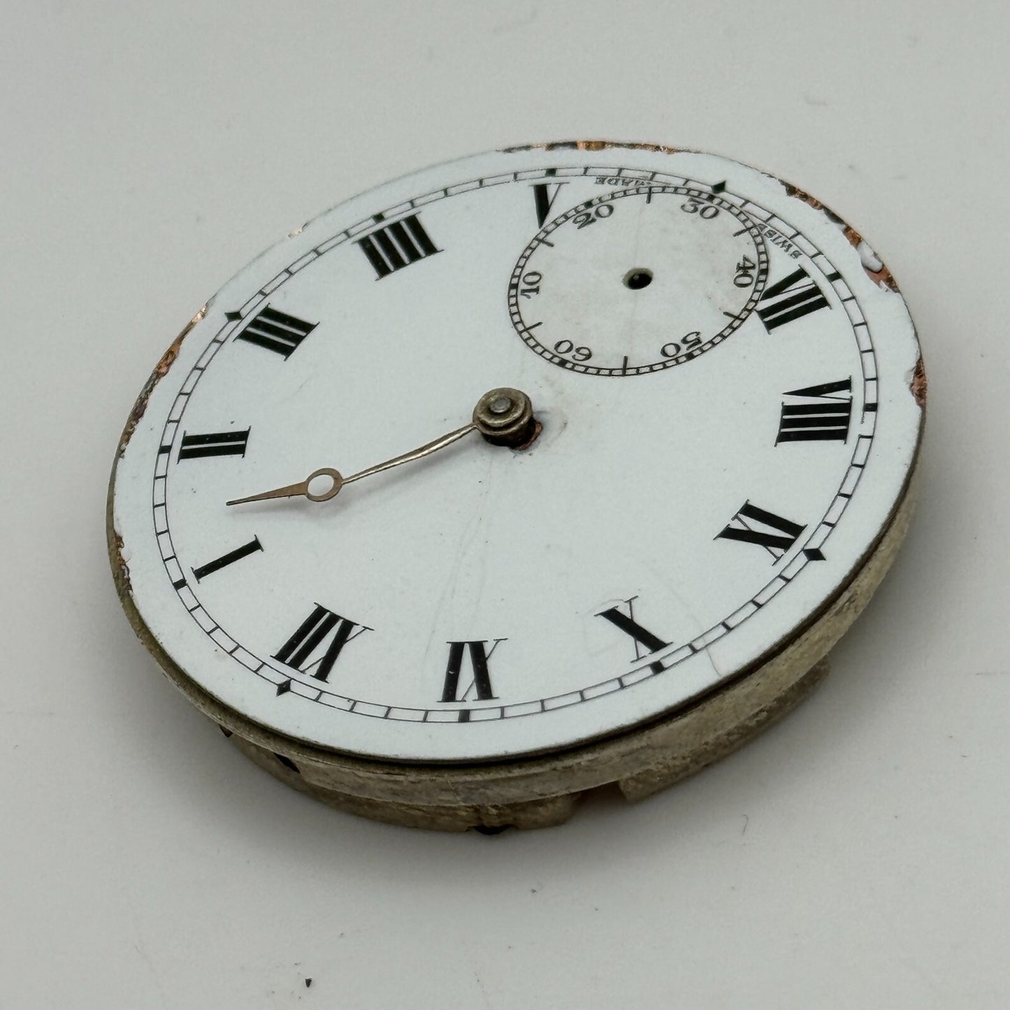 43.1mm Vintage 15 Jewels Swiss 3 Adjus Sub Seconds Pocket Watch Movement PARTS