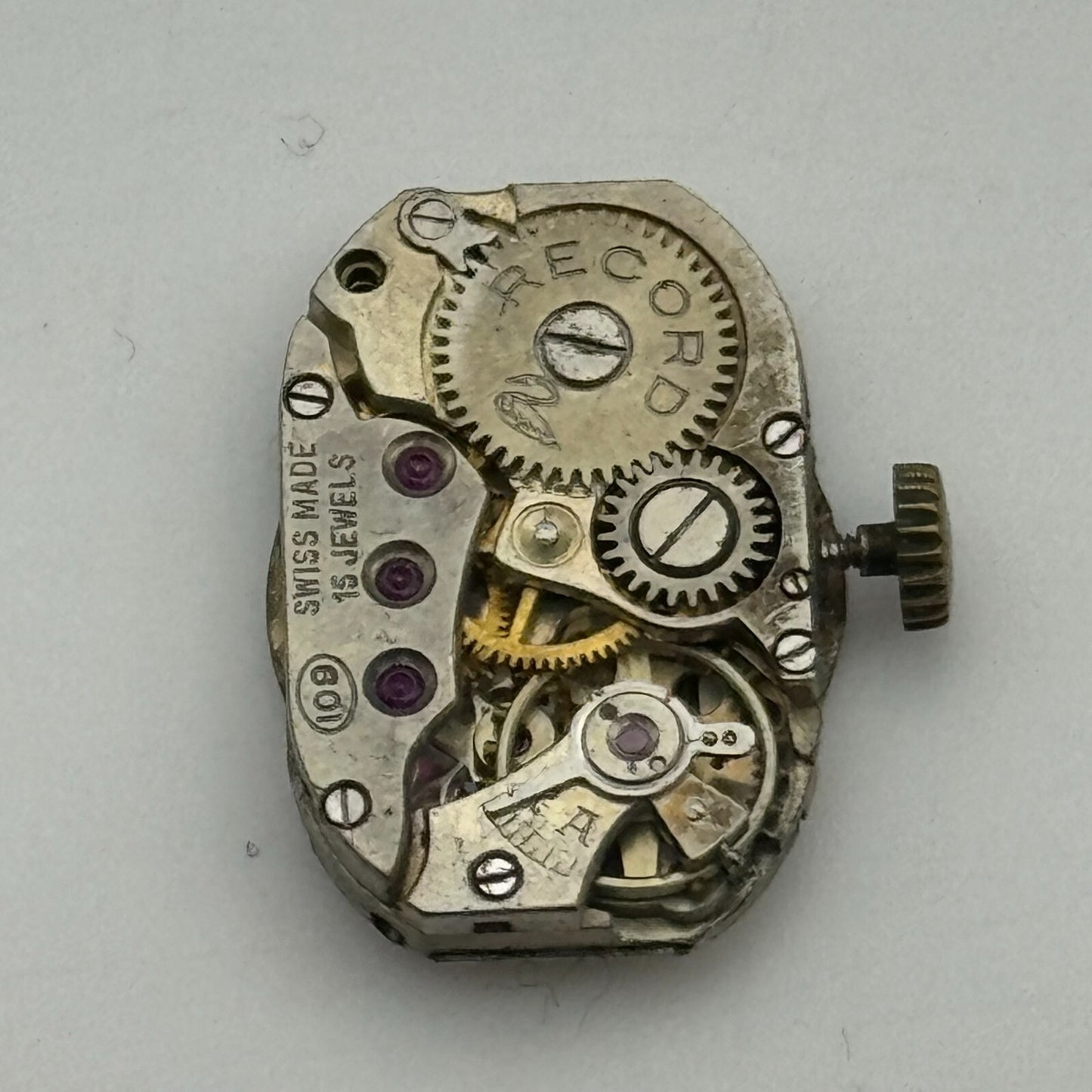 12.8mm Running Record Cal 109 Manual Wind 15 Jewels Swiss Watch Movement PARTS