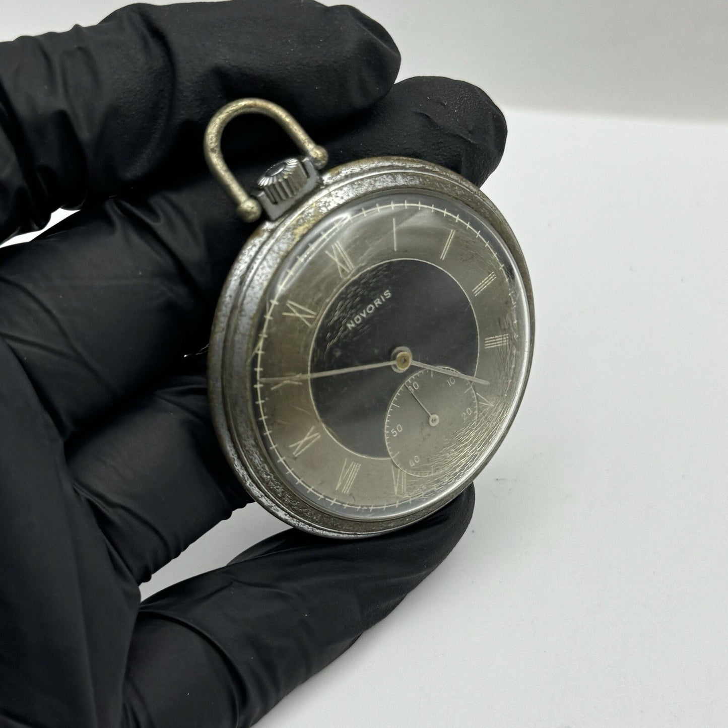 50mm Art Deco Novoris Cal 132 Black Dial + Sub Dial Roman Numerals Parts Repair