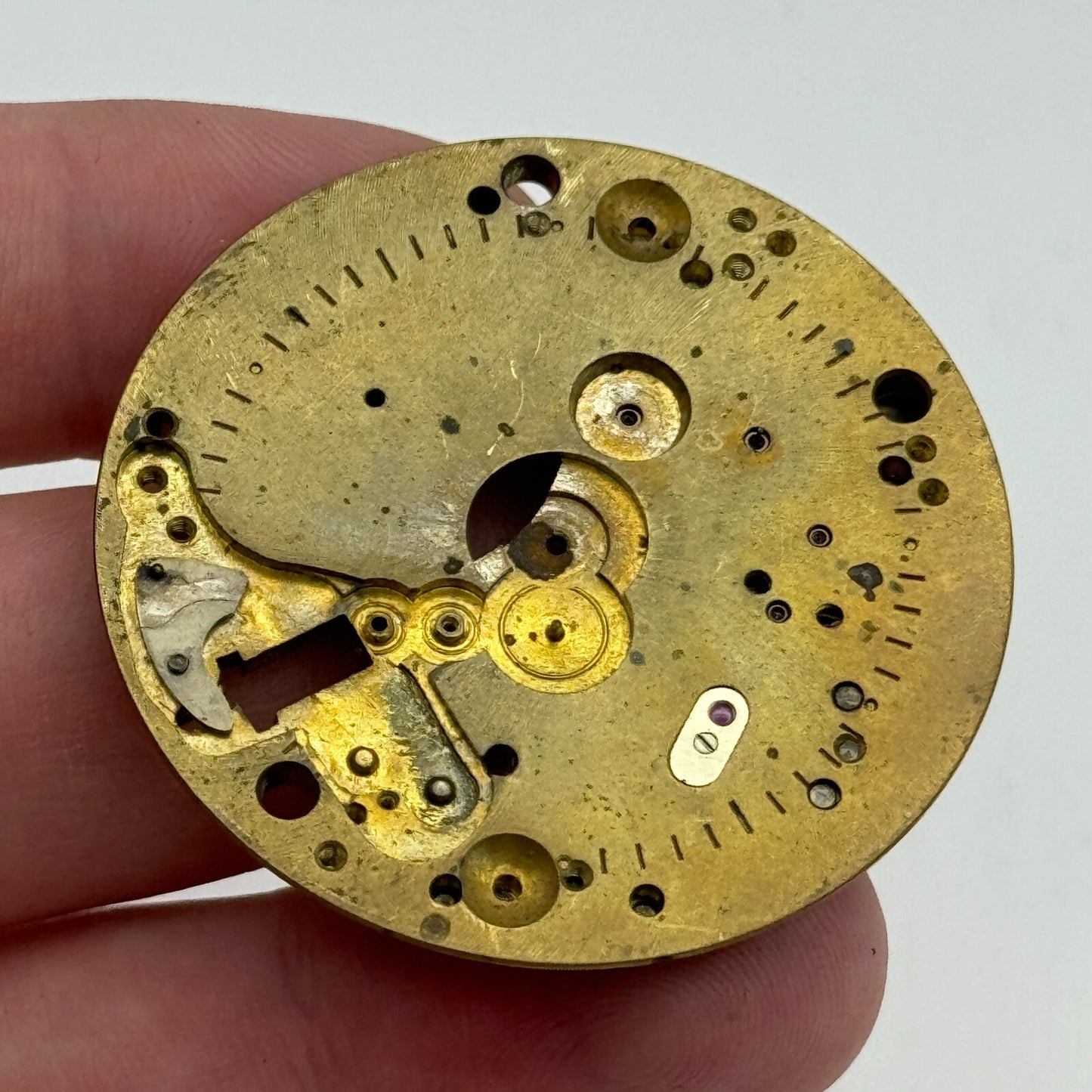 42.9mm Buren 19 28/12 Balance Intact Partial Pocket Watch Movement PARTS SPARE