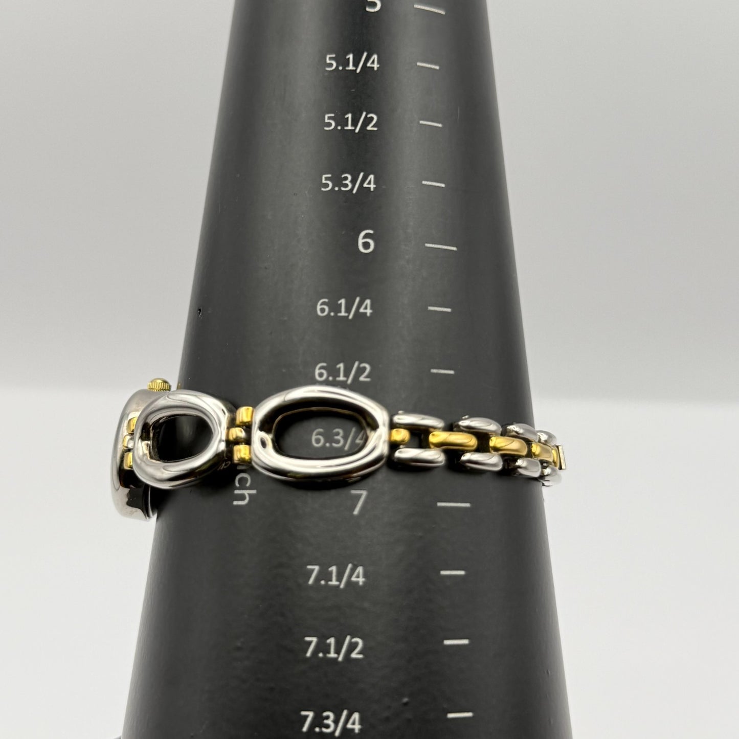 Carvel Ladies Quartz Watch MOP Oval Dial Silver Gold Tone Bracelet Working 19mm