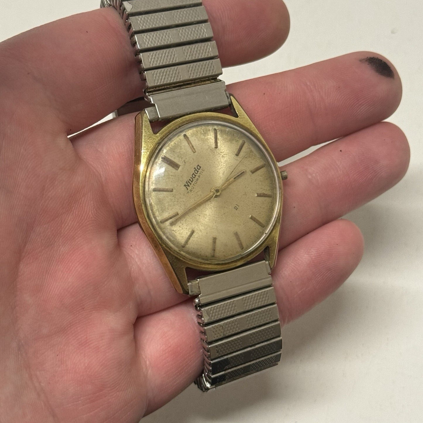 33mm Gents Nivada Automatic AS 1673 Watch Expandable Strap NON WORKING