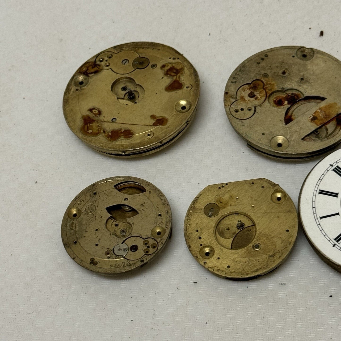 5 X Antique Key Wound Pocket Watch Movements Parts Repair Watchmakers Job Lot