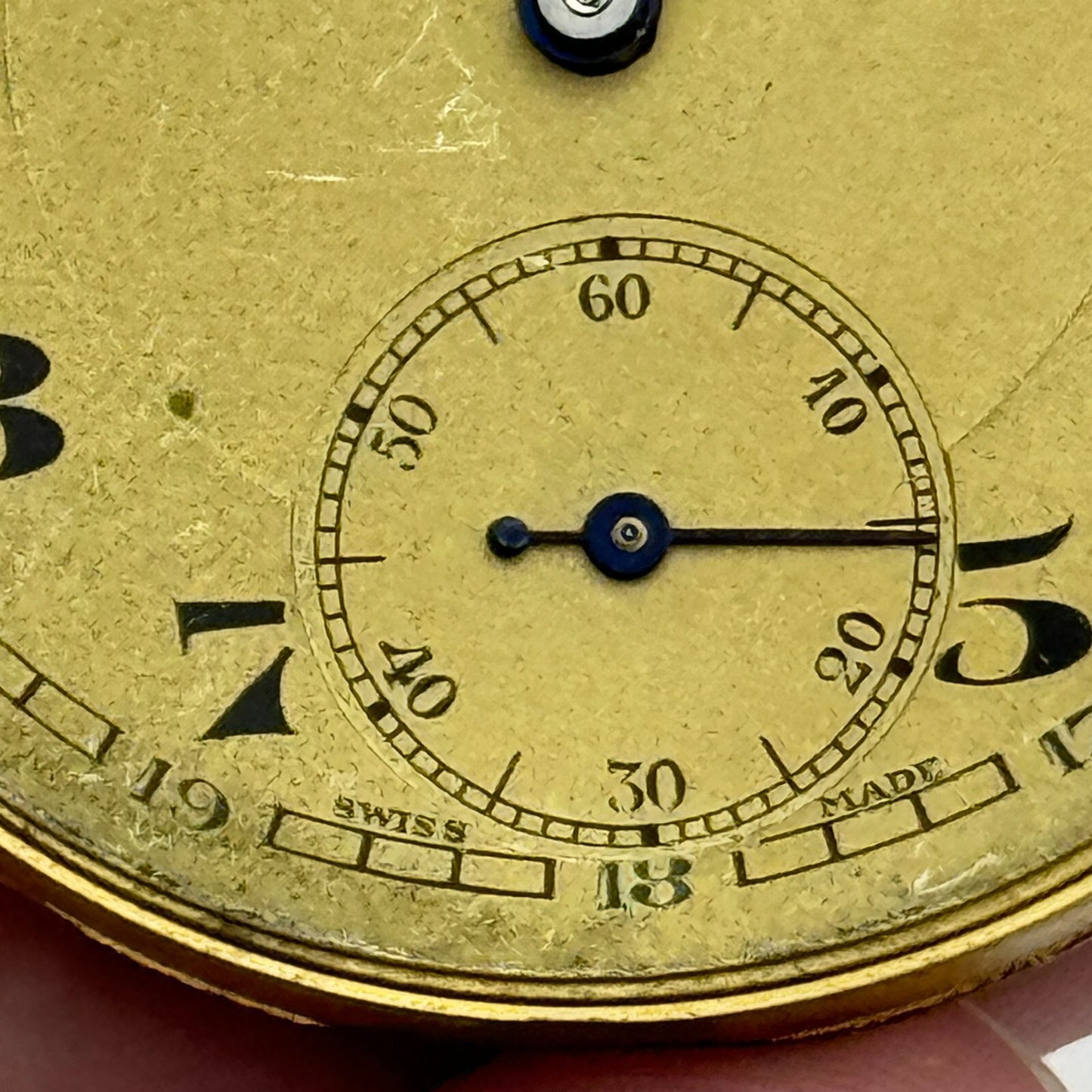 42.9mm Unidentified Open Face Sub Seconds Swiss Pocket Watch Movement PARTS
