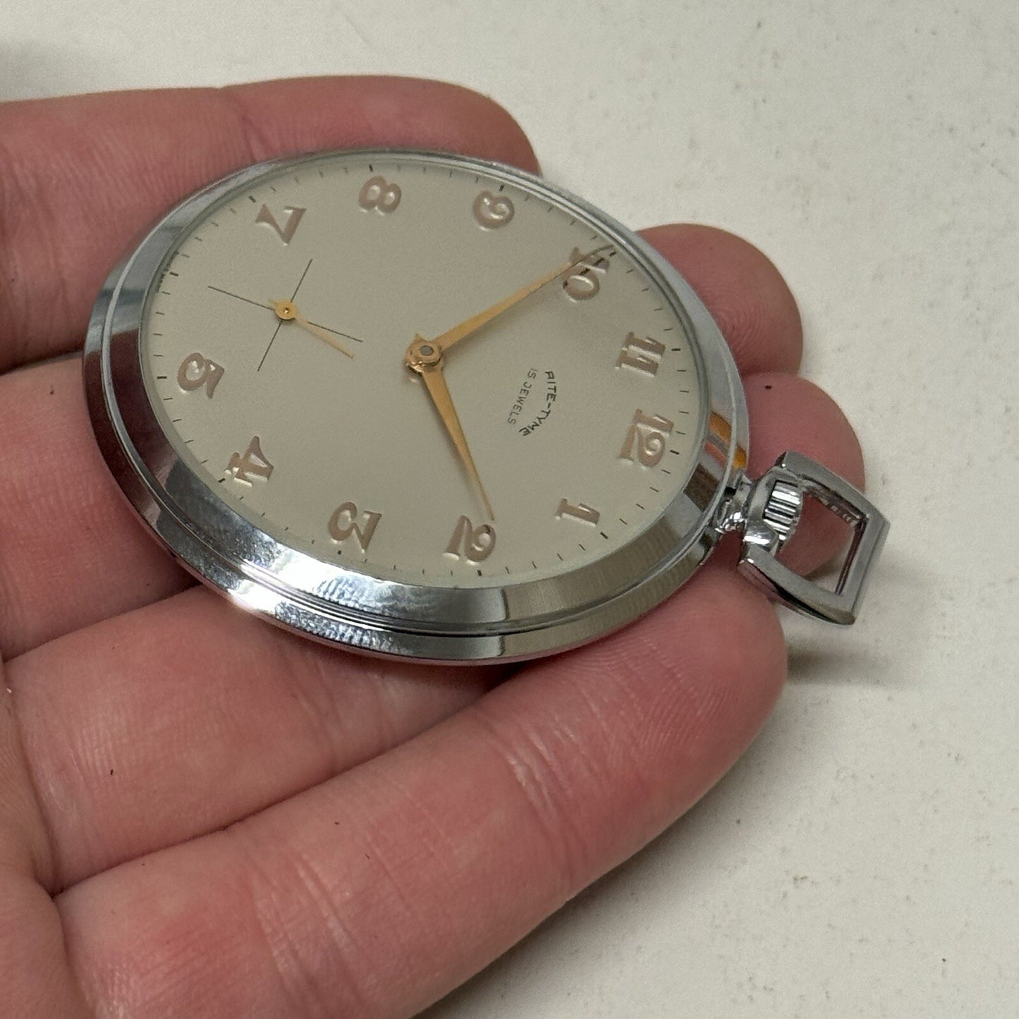 49mm Vintage NEW OLD STOCK Rite - Tyme Open Face Subdial Pocket Watch TO SERVICE