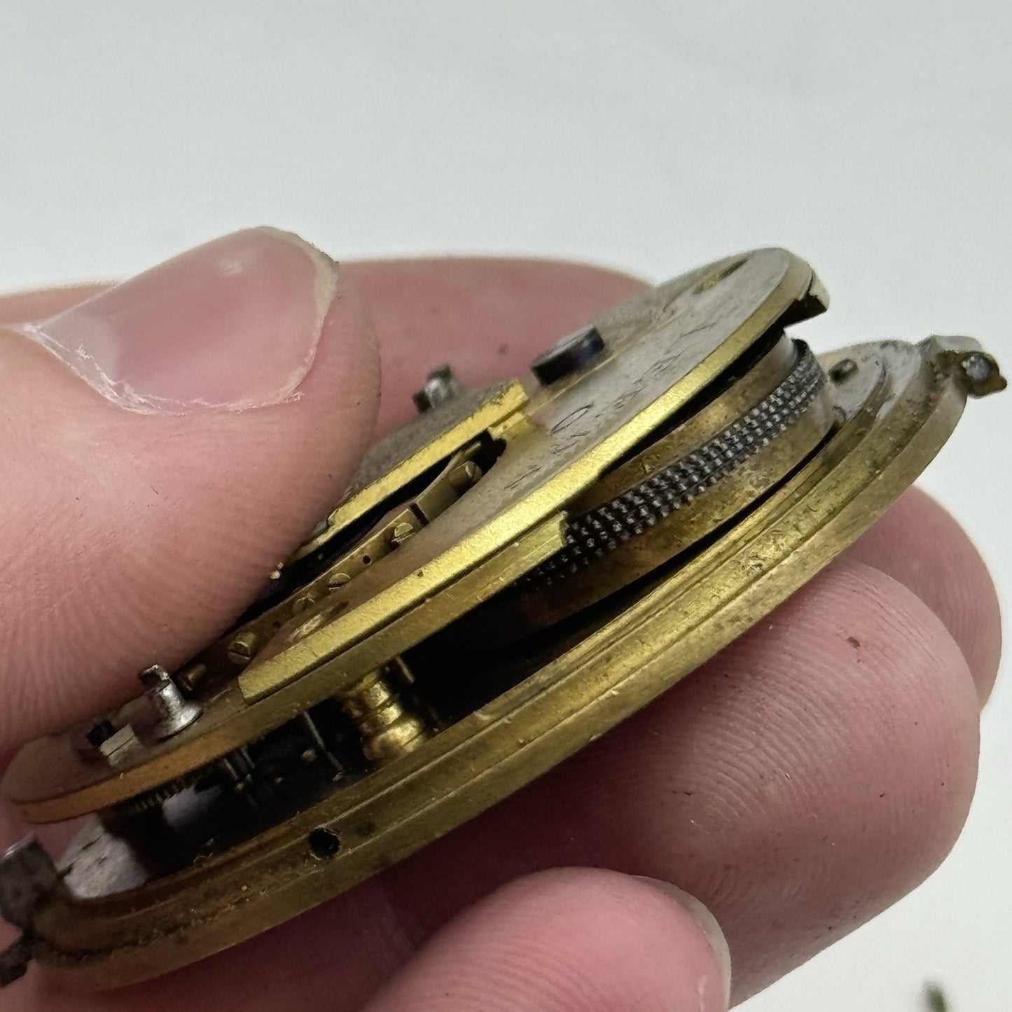 50mm A Yewdall Leeds English Fusee Pocket Watch Movement - Chain Present PARTS