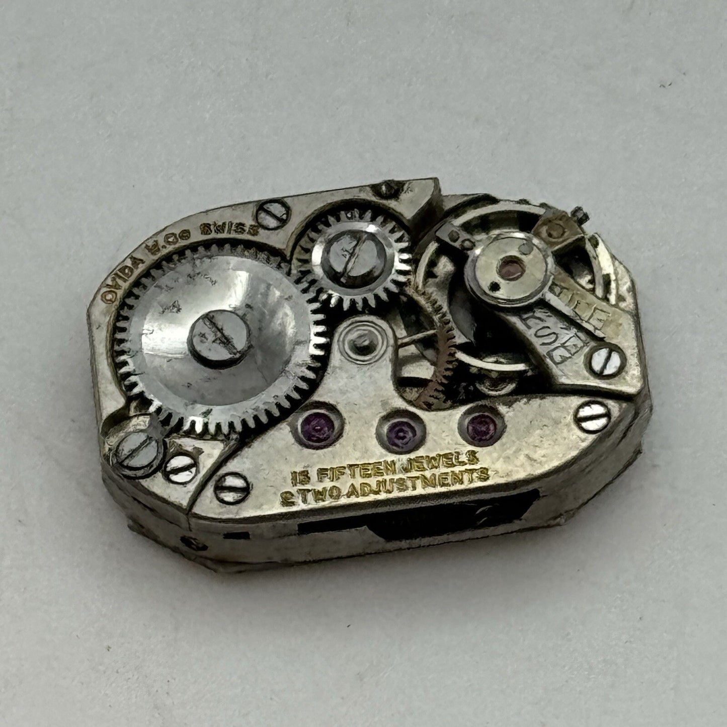 12.7mm Ovida Art Deco Tank Watch Movement Dial Restoration Repair Balance Ok