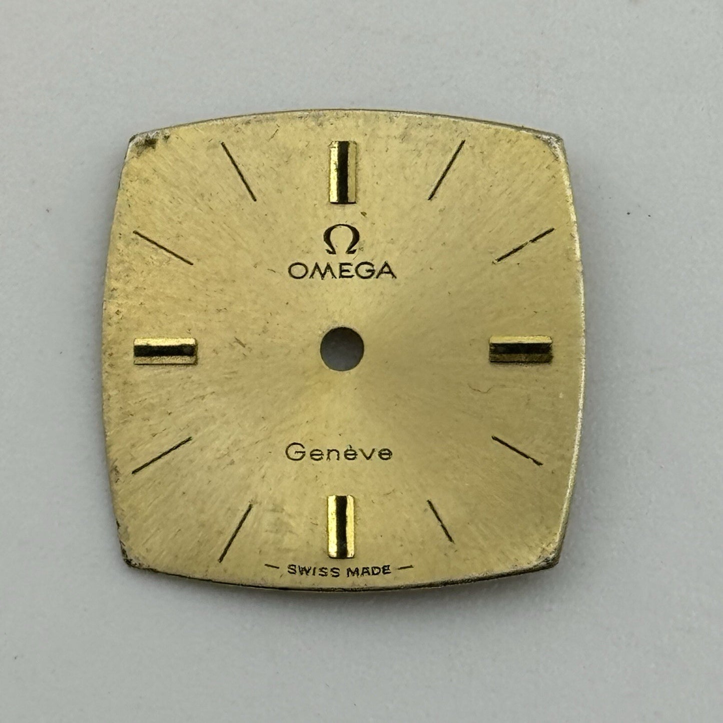 17.5mm Vintage Square Omega Geneve Ladies Gold Tone Wristwatch Dial Spares Parts