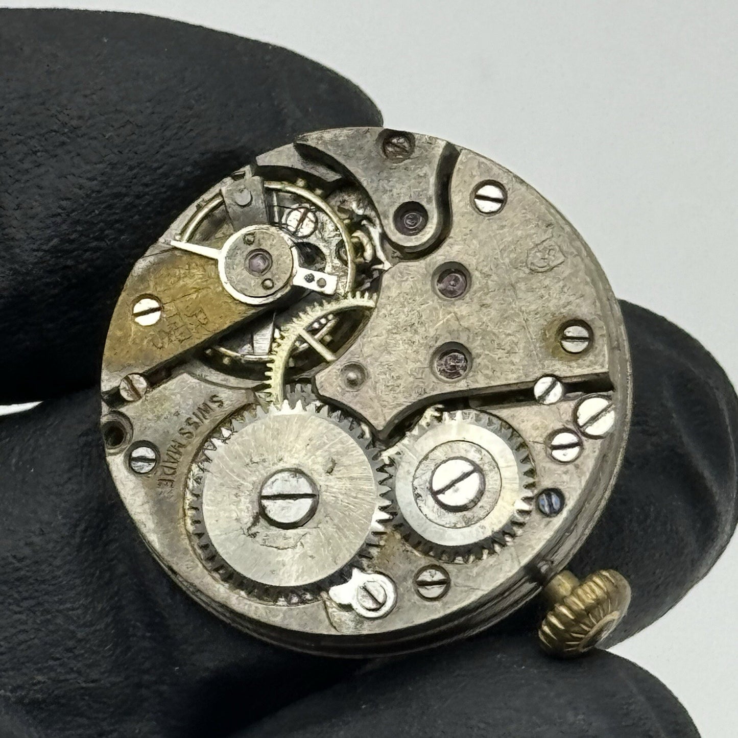 23.6mm Military Dial Swiss Watch Movement Hands Crown Parts Repair Restore