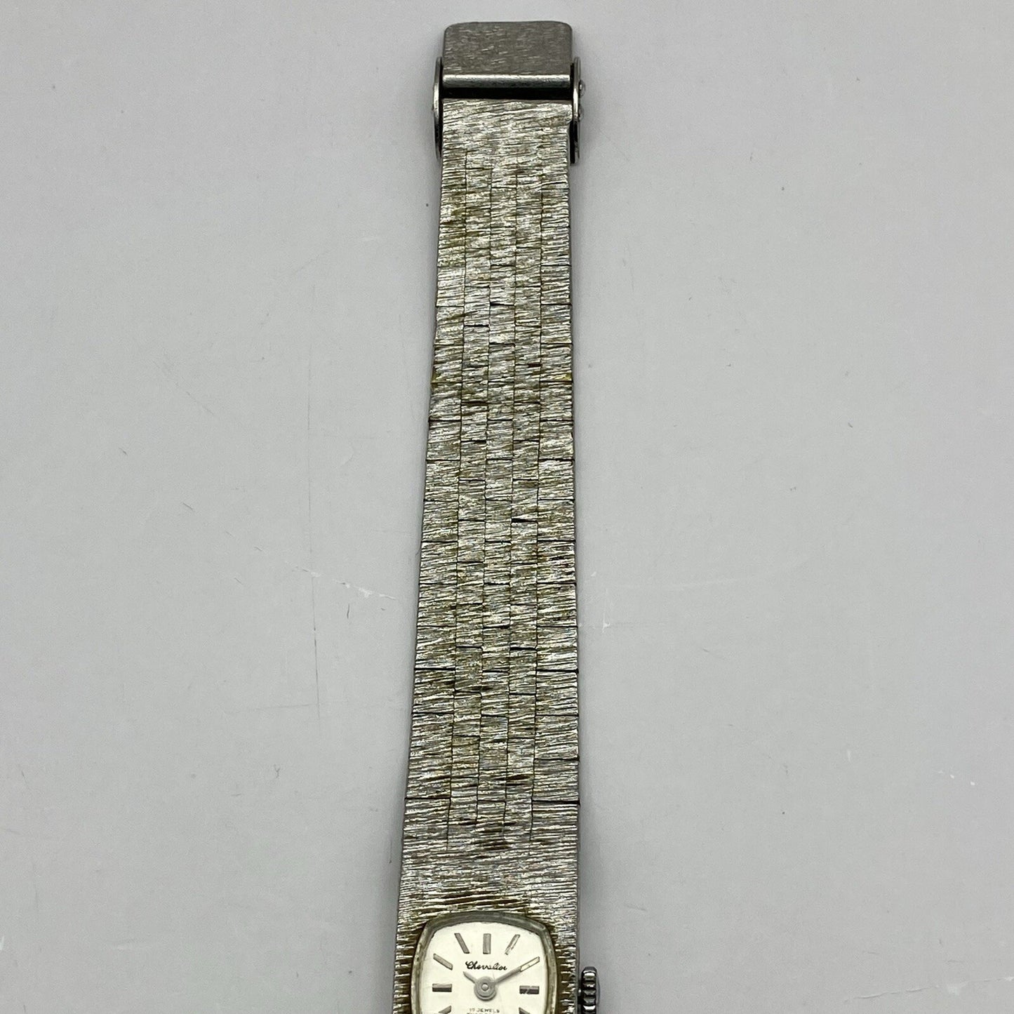 15mm Ladies Chevalier Bark Affect Silver Tone Dress Watch NON WORKING