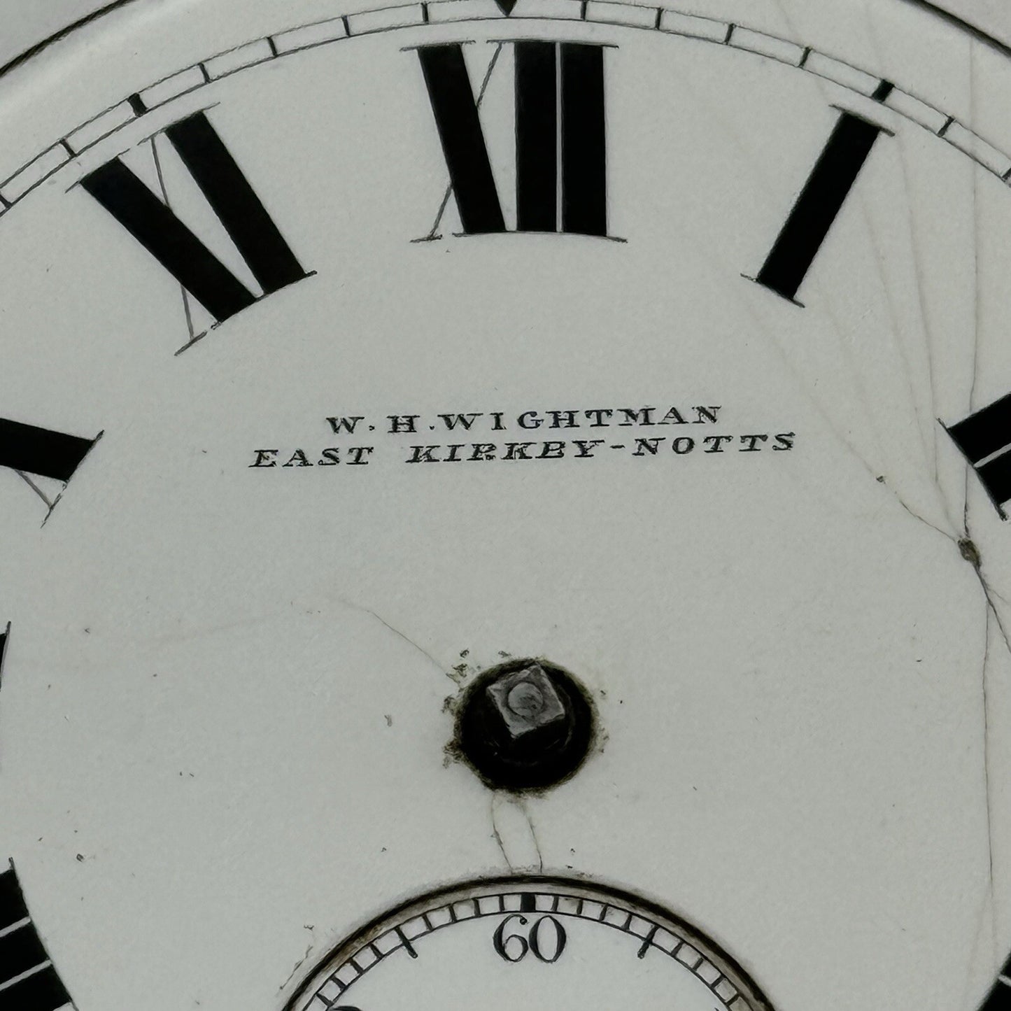 50mm W H Wightman East Kirkby-Notts Large Fusee Pocket Watch Movement FOR PARTS