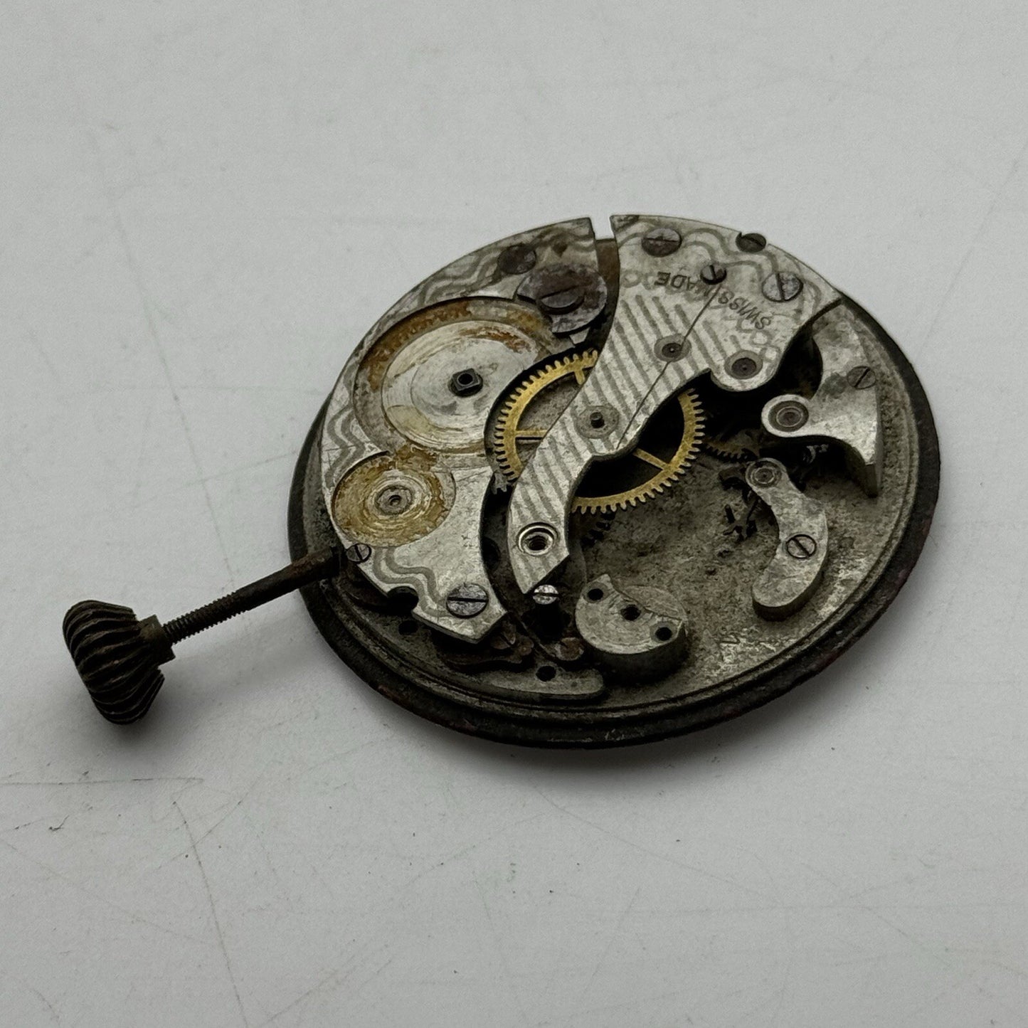 42.5mm Interesting Swiss Top Wind Pocket Watch Movement Dial FOR PARTS