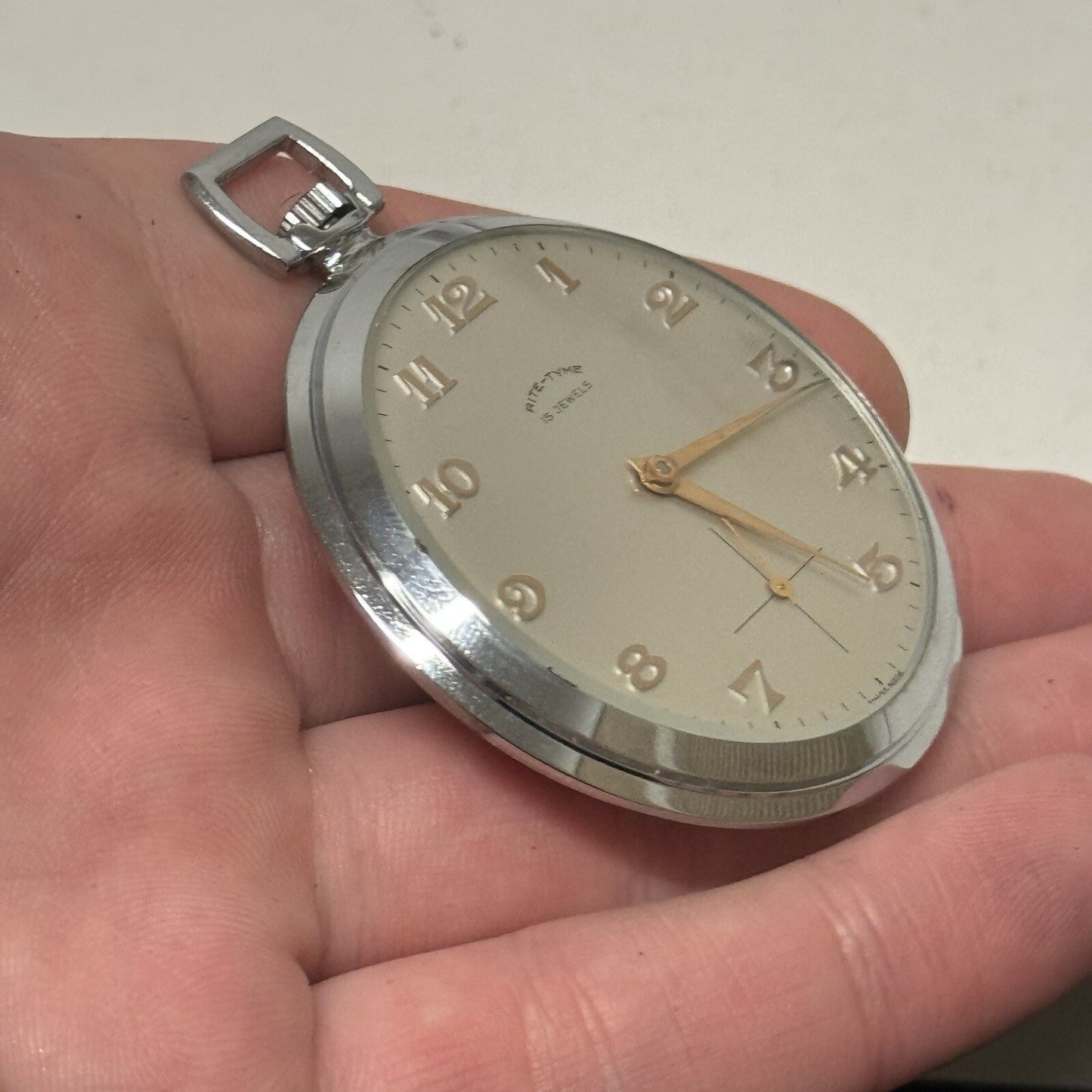 49mm Vintage NEW OLD STOCK Rite - Tyme Open Face Subdial Pocket Watch TO SERVICE