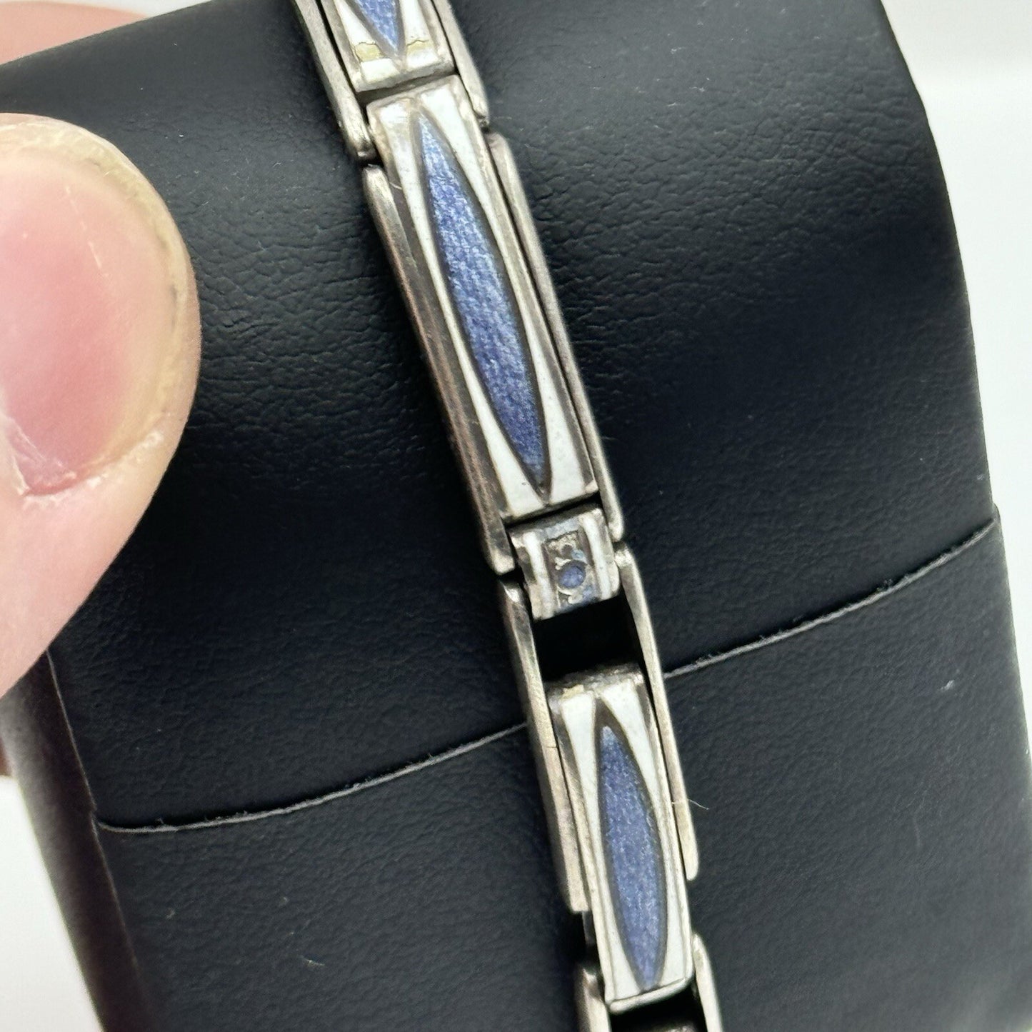 Pin Set Vintage Blue Enamel Sterling Silver 925 Ladies Trench Watch TO RESTORE