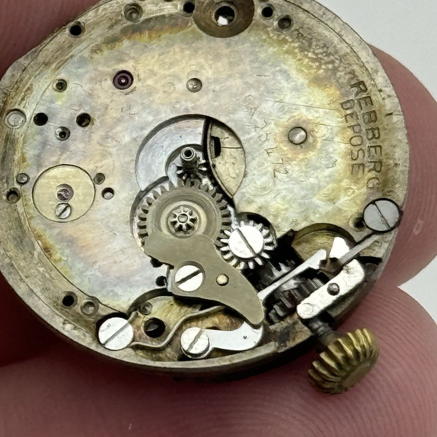 25.7mm ROLEX Rebberg Manual Wind Trench Watch Movement & Dial Antique PARTS