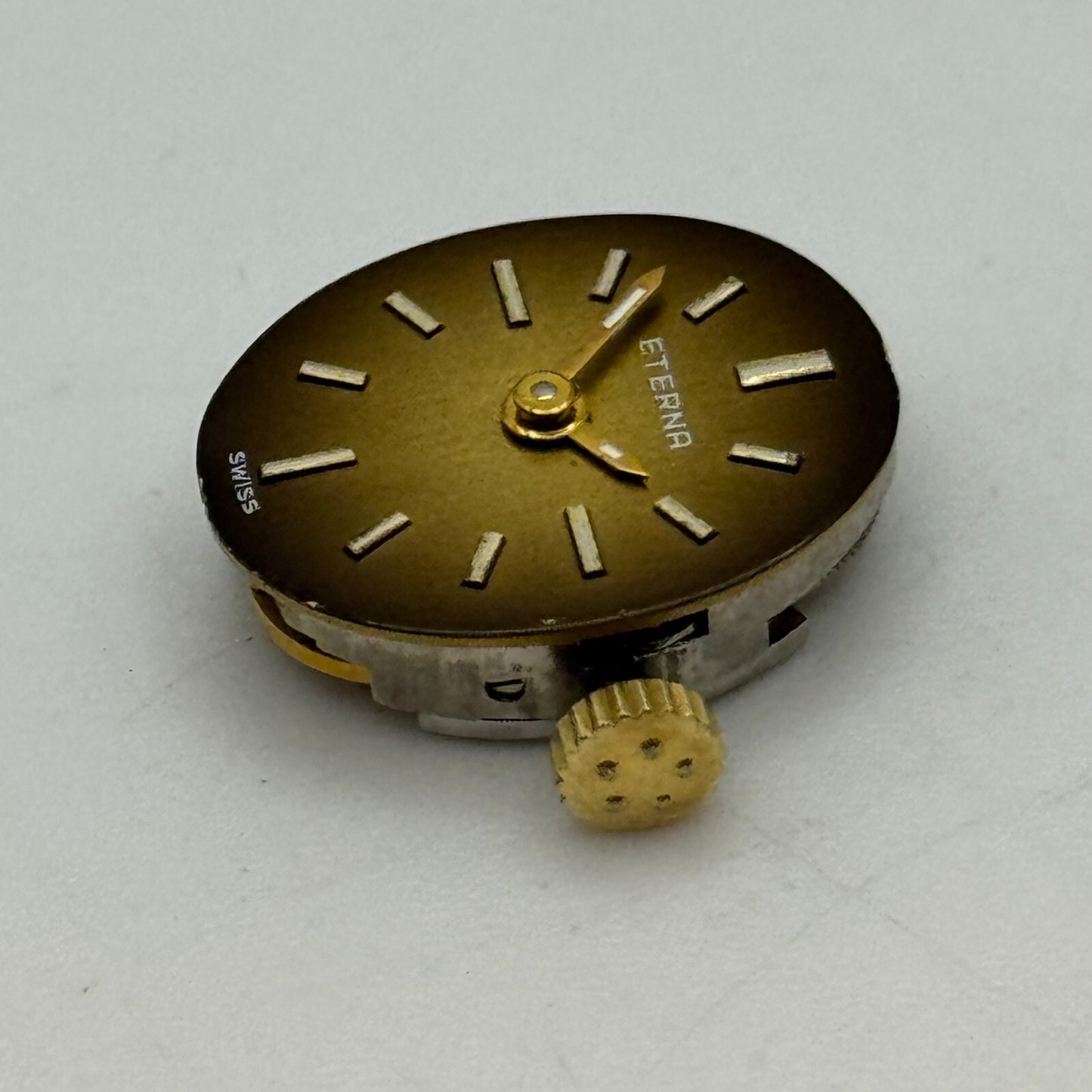 13mm Ladies Eterna 1447K Manual Wind Watch Swiss Movement Dial Hands Crown PARTS