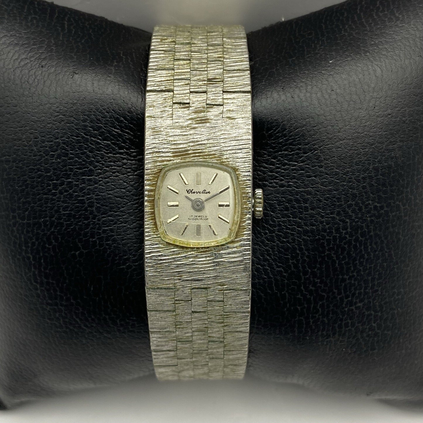 15mm Ladies Chevalier Bark Affect Silver Tone Dress Watch NON WORKING