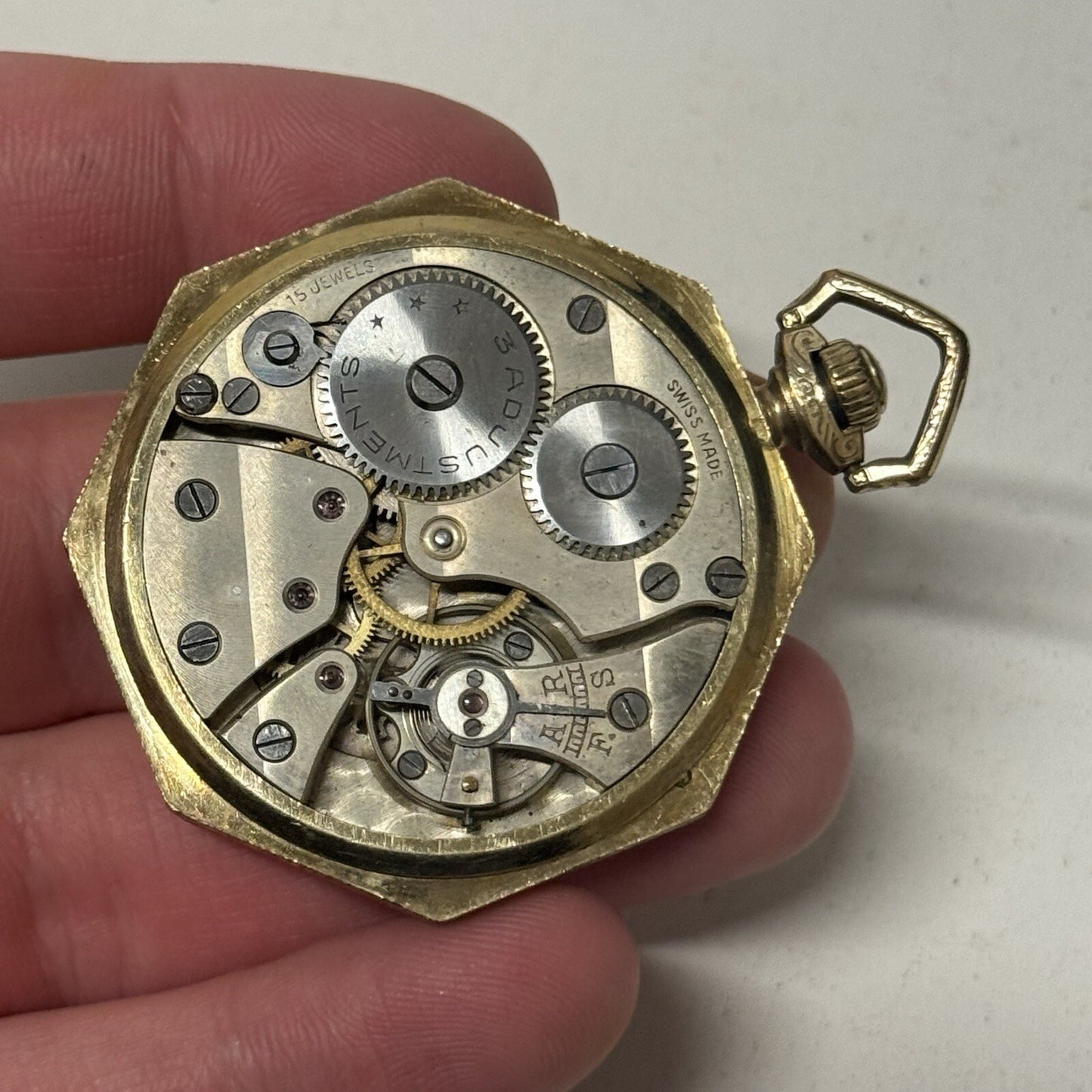 43mm WORKING Vintage Gold Filled York Octagonal Nawco Challenge Pocket Watch