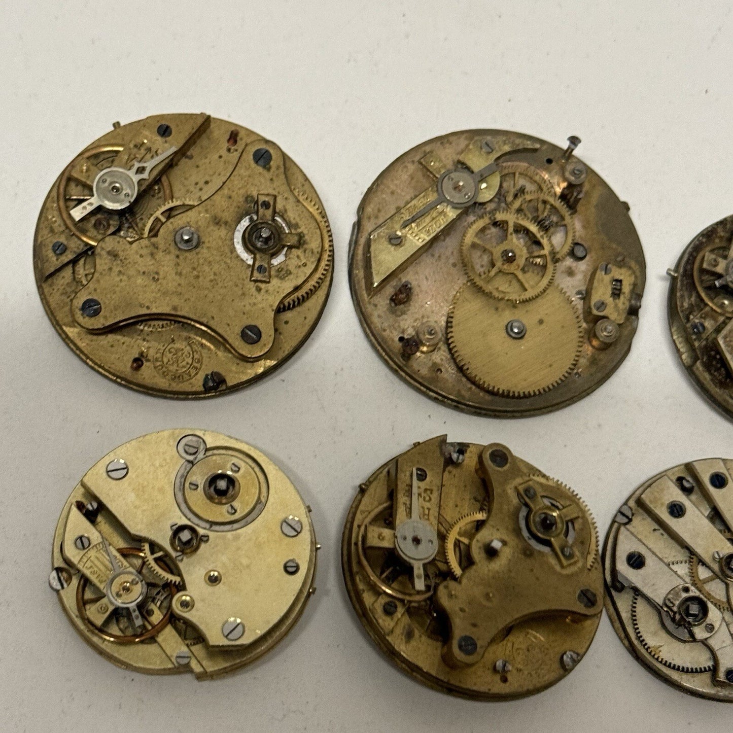 6 x Antique Manual Wind Pocket Watch Movements Parts Repair Bundle Job Lot