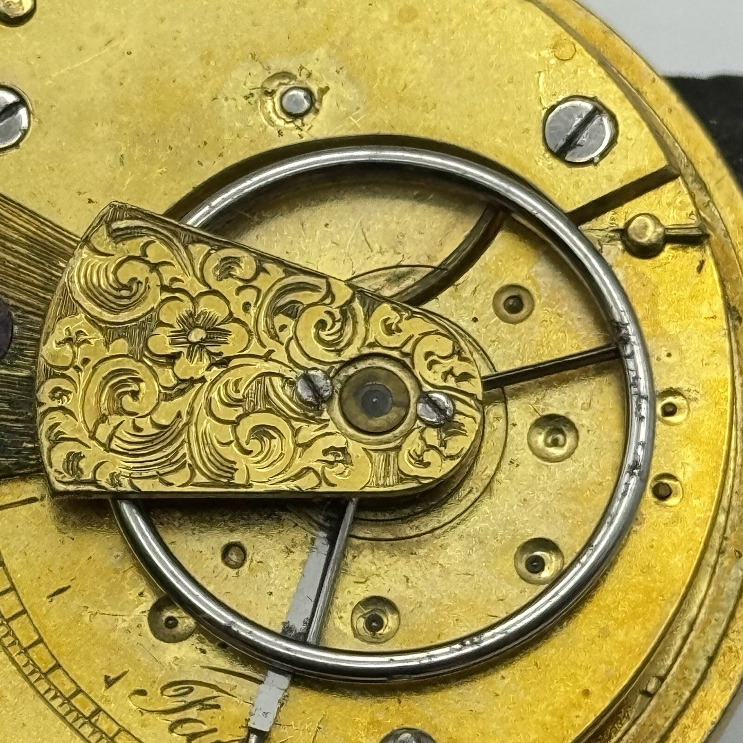 44.9mm Unidentified Quality Antique Fusee Pocket Watch Movement FOR PARTS