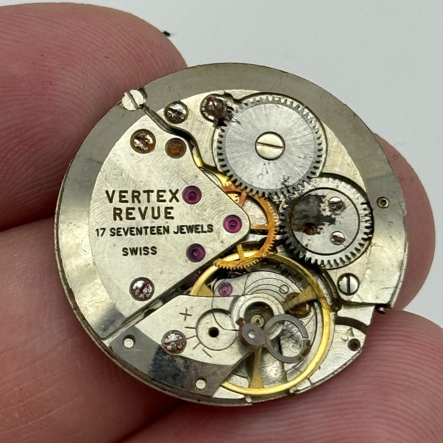25.9mm Men’s Vertex Revue MSR T43 Manual Wind Watch Movement Swiss Vintage PARTS