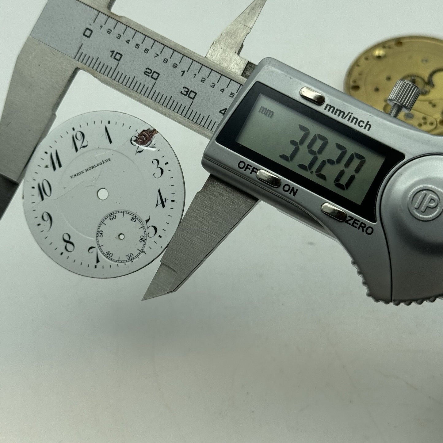 41.4mm Union Horlogere U H Pocket Watch Movement Dial FOR PARTS Restore