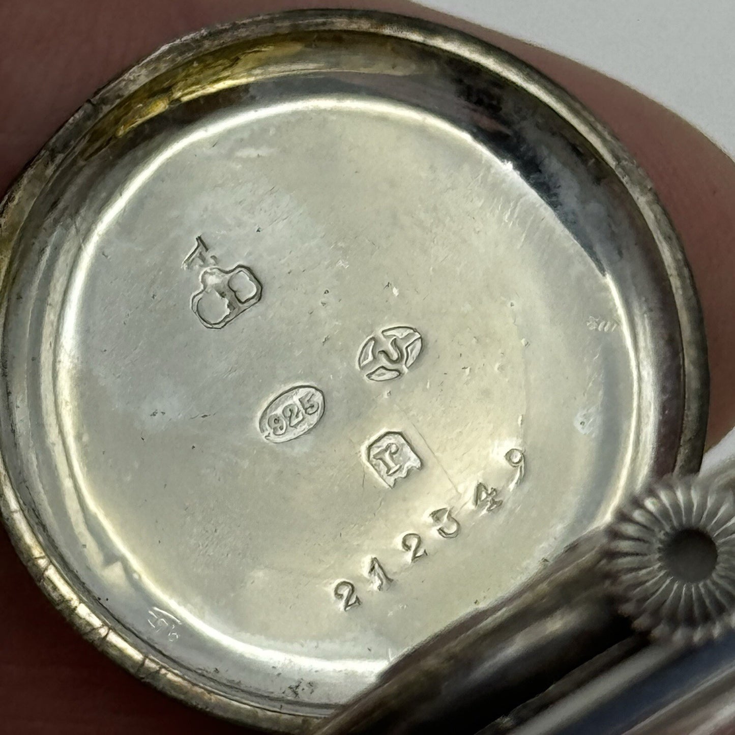 Pin Set Vintage Blue Enamel Sterling Silver 925 Ladies Trench Watch TO RESTORE