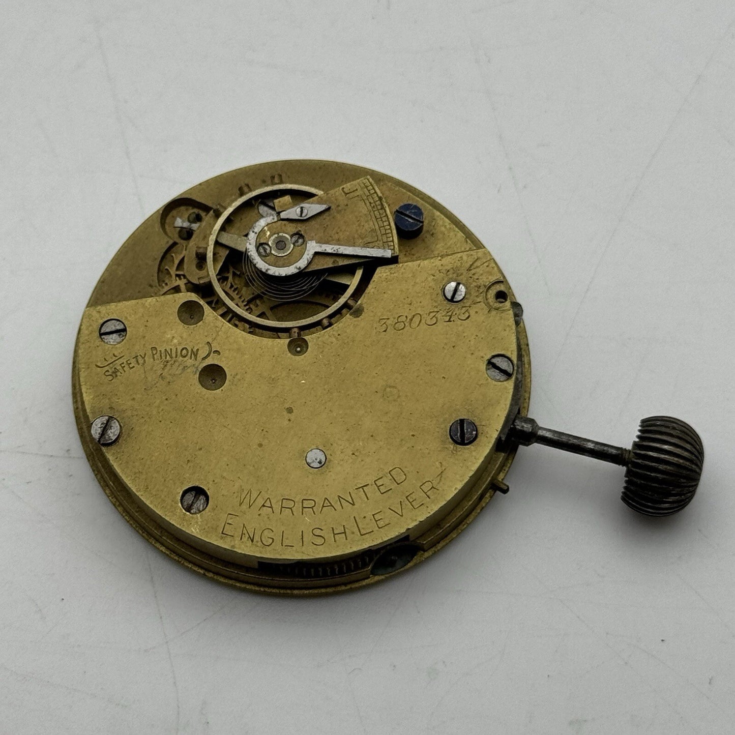 44.7m Warranted English Lever Top Wind Pocket Watch Movement Dial FOR PARTS