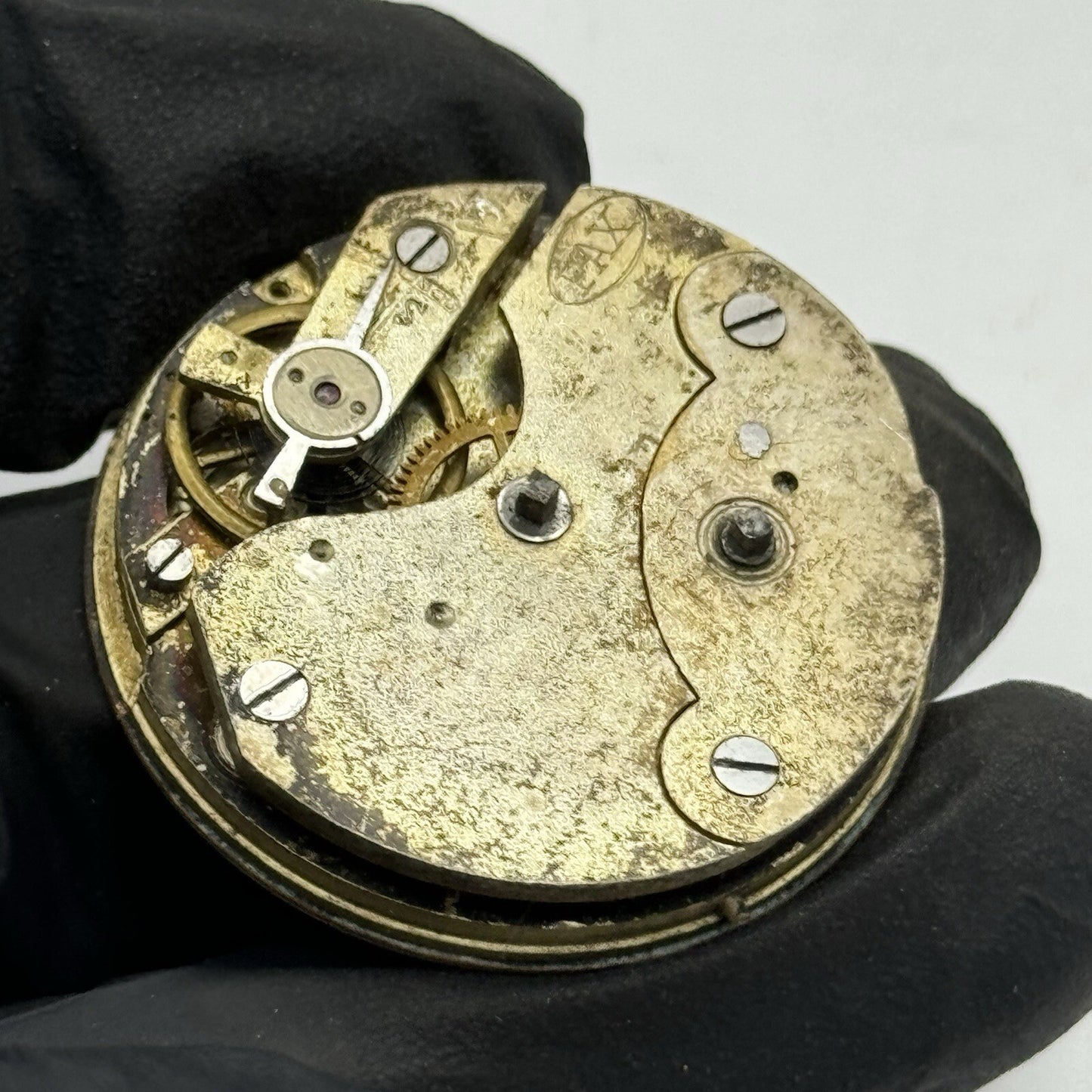 34.2mm PAX Beautiful Porcelain Dial Pocket Fob Watch Movement FOR PARTS Repair