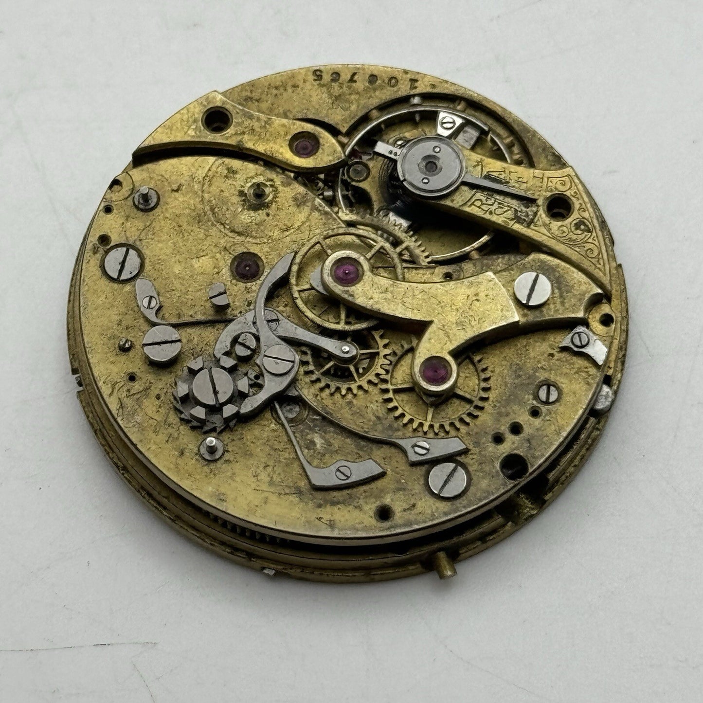 42.9mm Unidentified Chronograph Pocket Watch Movement FOR PARTS Restoration