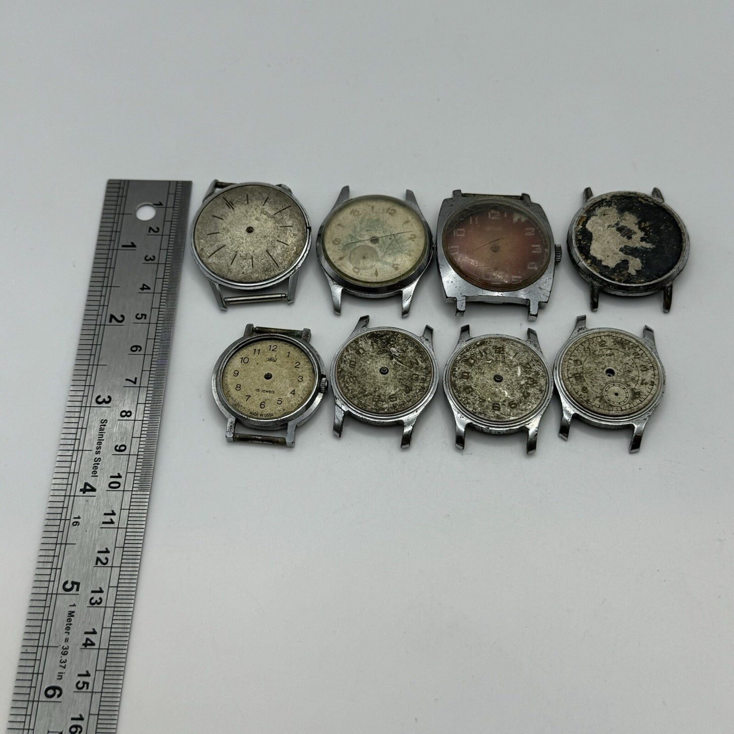 8 x Vintage Soviet Manual Wind Watch Heads For Parts Repair Job Lot Bundle