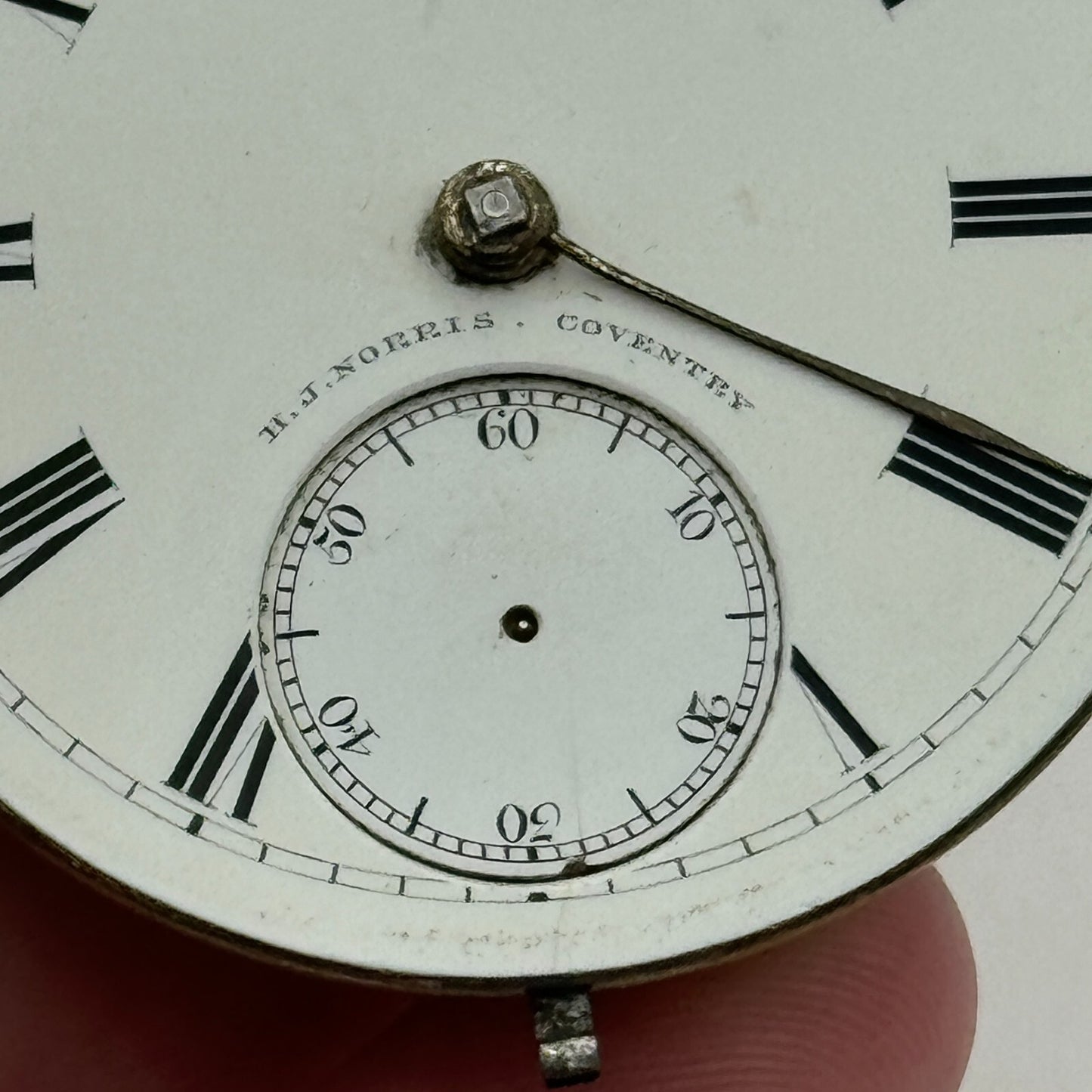 44.6mm Antique H J Norris Coventry Balance Intact Pocket Watch Movement PARTS