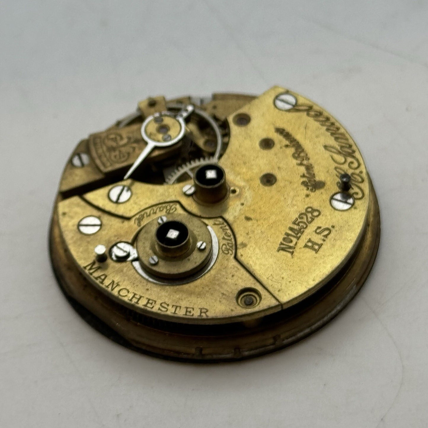 43.2mm H Samuel Patent Balance Pocket Watch Movement FOR PARTS Restoration