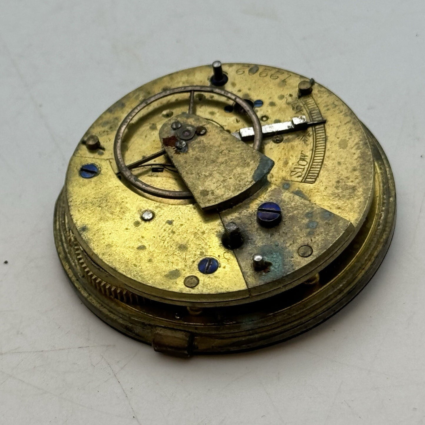 44.7mm Unidentified White Dial Porcelain Pocket Watch Movement Dial FOR PARTS