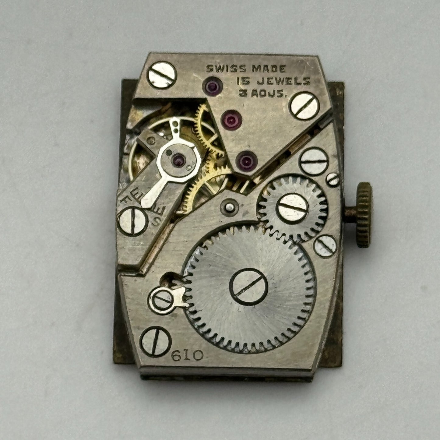 17.7mm Running Marvin Cal 610 Manual Wind Tank Watch Movement Vintage PARTS