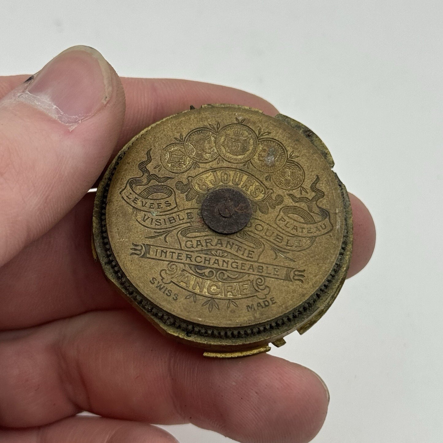 43.5mm Antique Hebdomas 8 Days Pocket Watch Movement To Restore Parts Repair