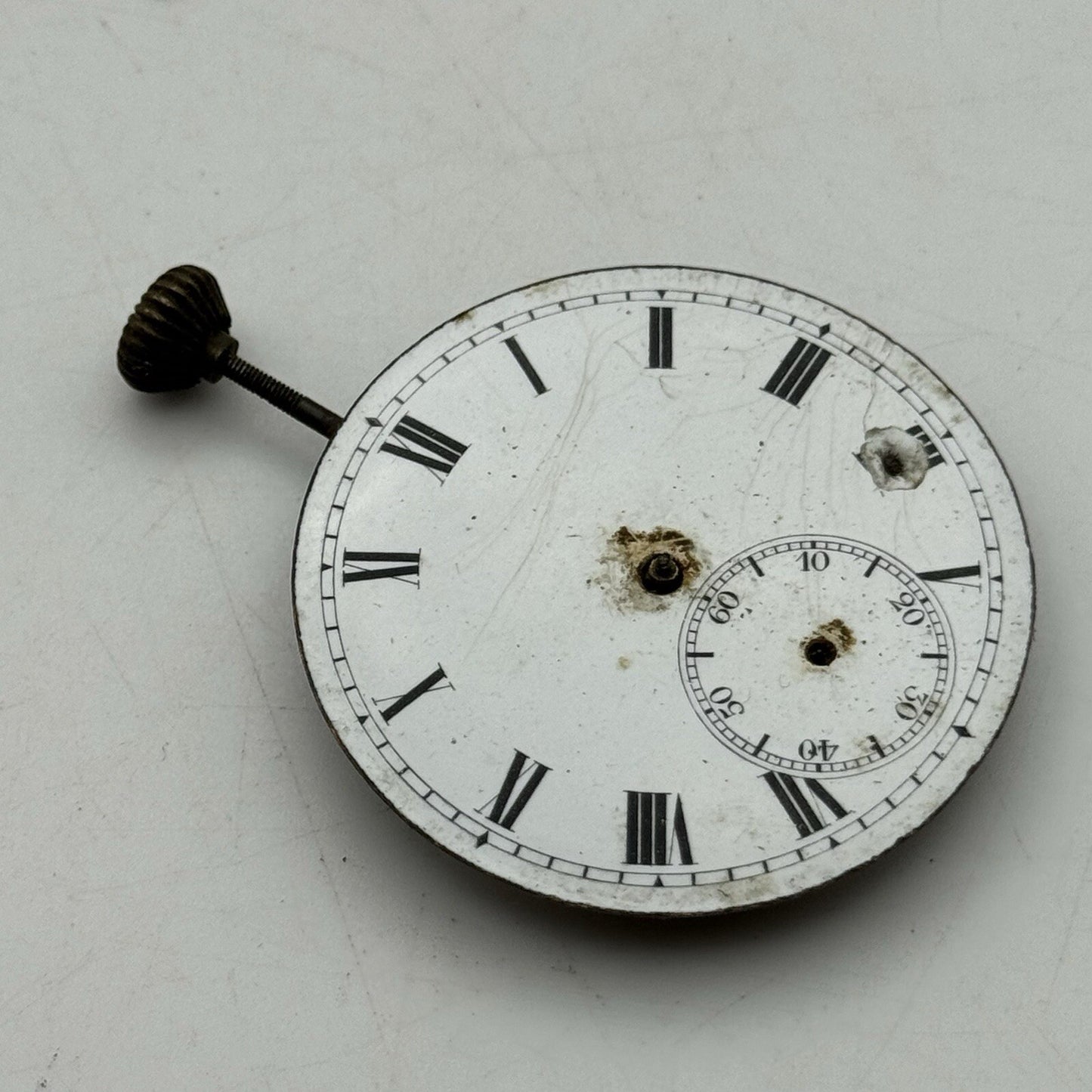 42.5mm Interesting Swiss Top Wind Pocket Watch Movement Dial FOR PARTS