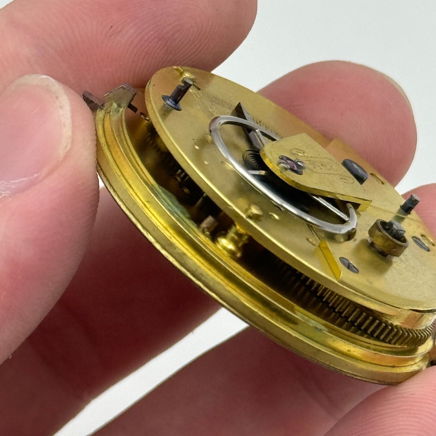 43mm Antique Good Quality Unidentified English Pocket Watch Movement PARTS SPARE