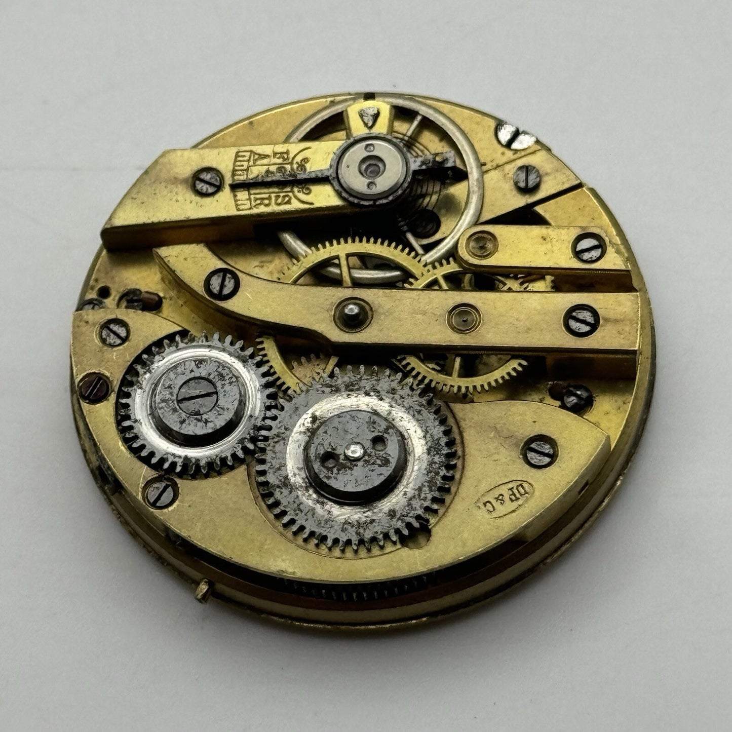 41.2mm Manual Wind D F & C Cylinder Pocket Watch Movement Dial FOR PARTS